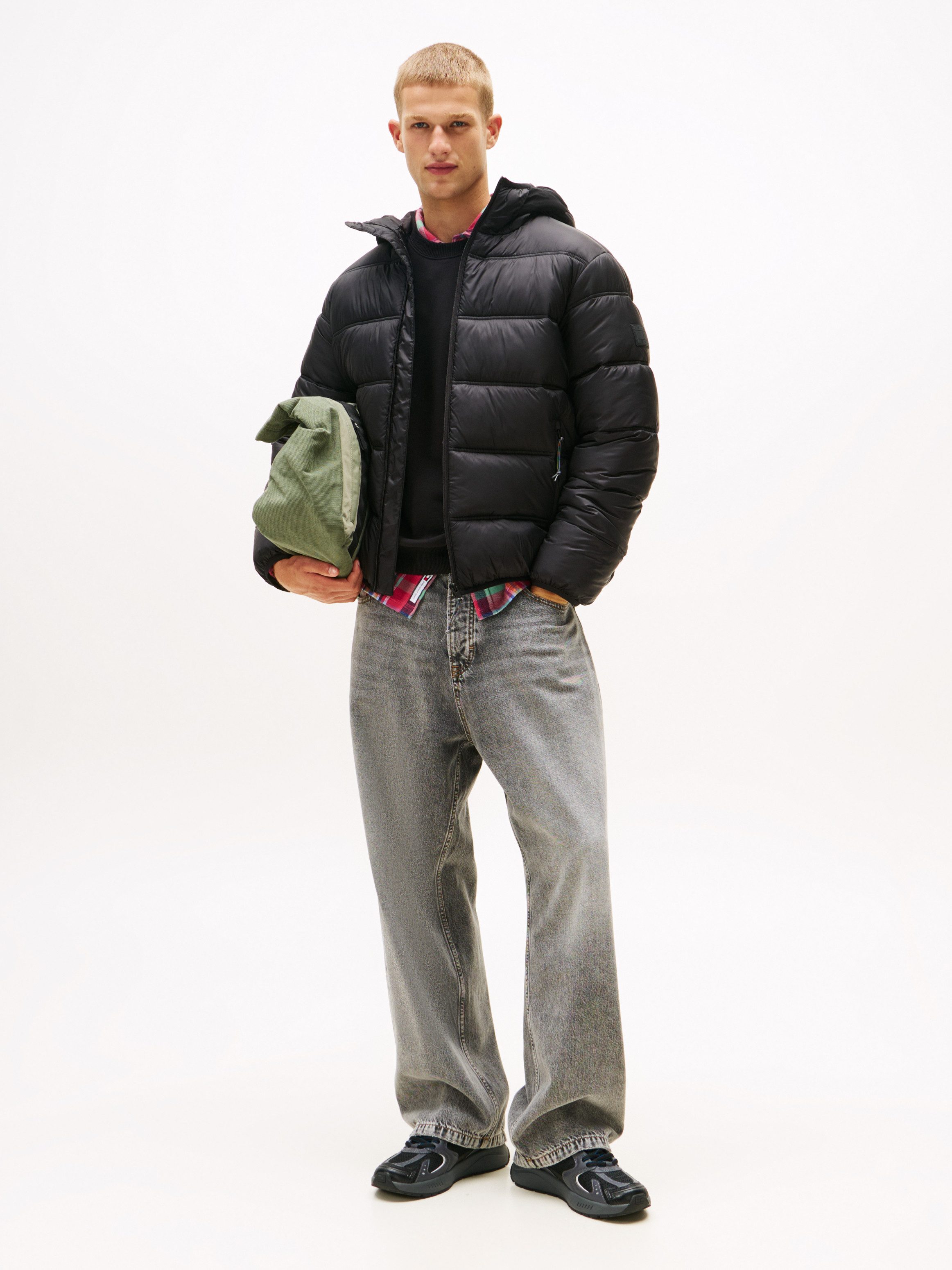 TOMMY JEANS Gewatteerde jas HOODED LOGO PUFFER