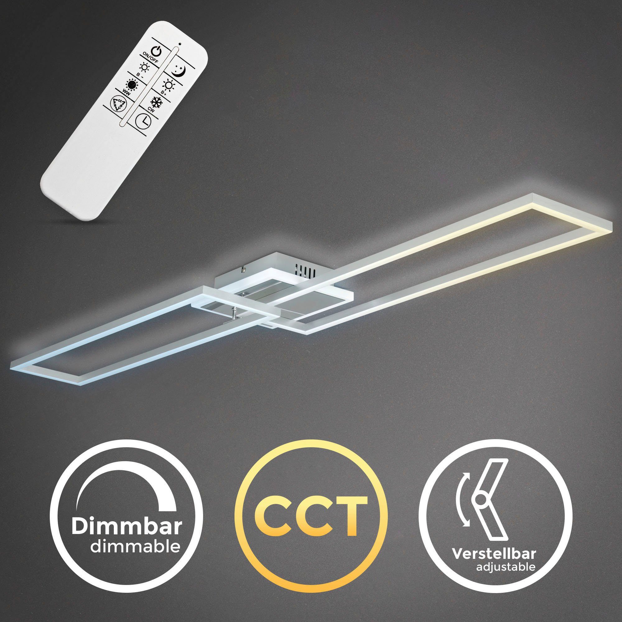 B.K.Licht Led-plafondlamp BK_FR1439 LED plafondlamp, 40 watt, draaibaar, dimbaar, CCT Kleurtemperatuur selecteerbaar, timer, nachtlichtfunctie, afstandsbediening (1 stuk)