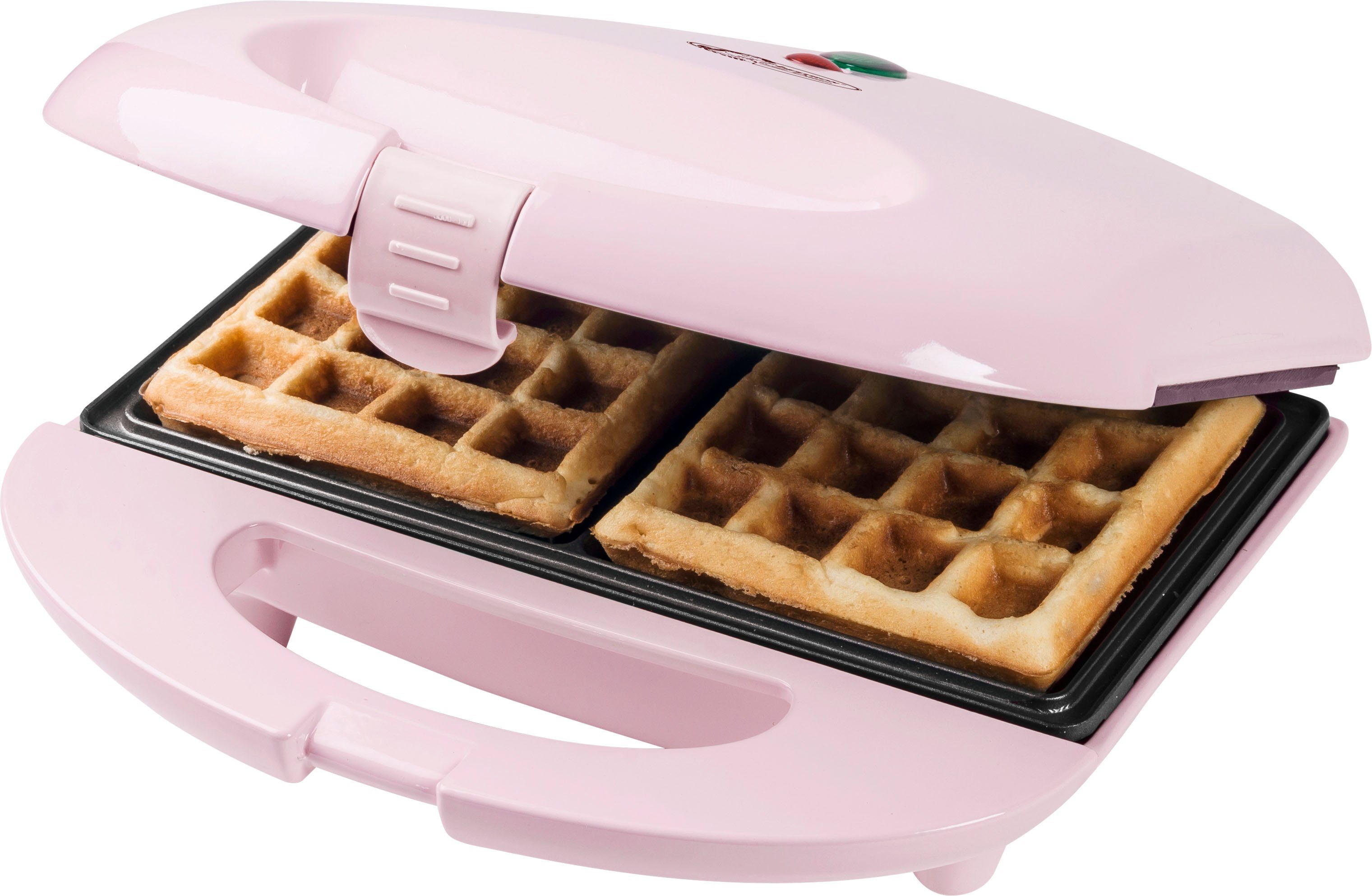 bestron Wafelijzer ASW401P Sweet Dreams voor belgische wafels, in retrodesign, voor 2 wafels, roze