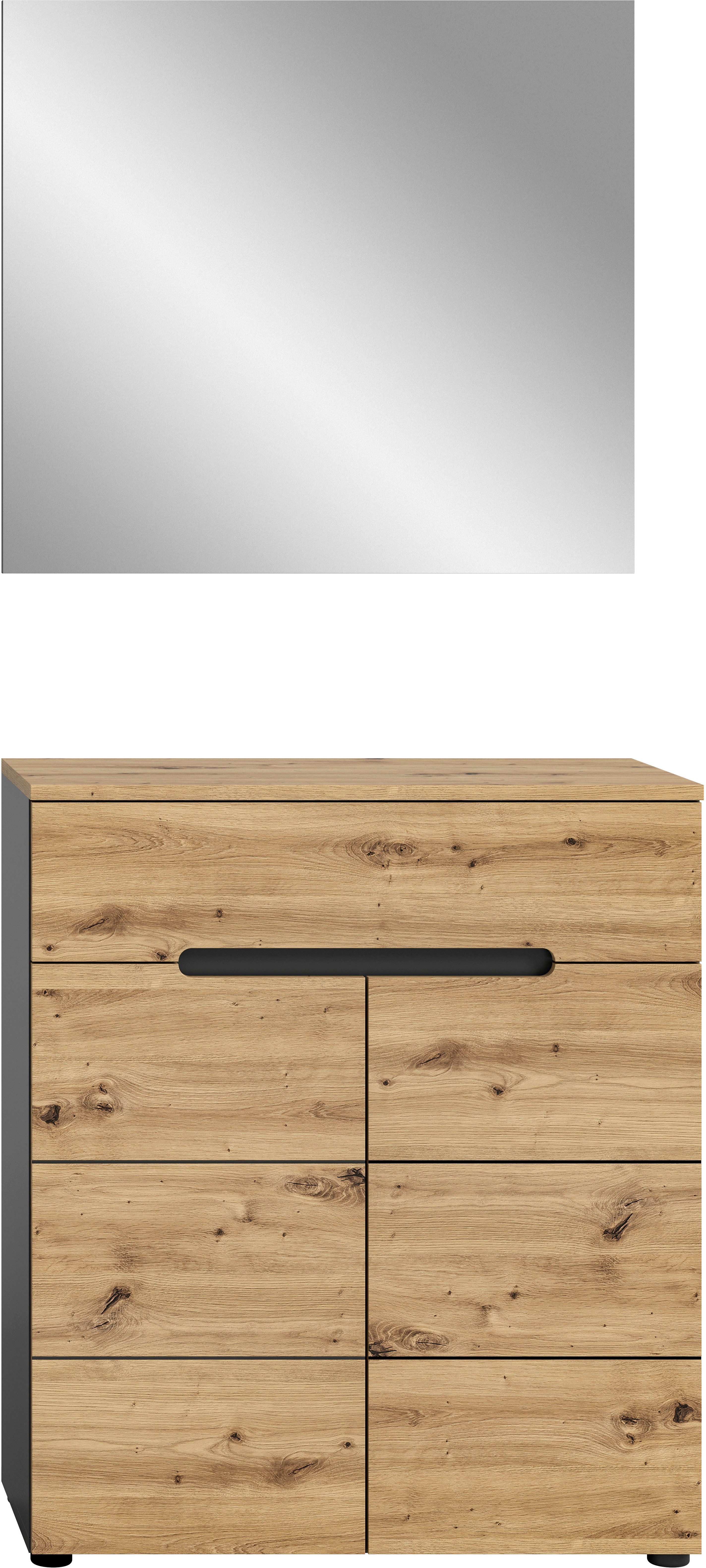 INOSIGN Halmeubelset Garderobecombinatie Rehat, breedte 80 cm,in basalt grijs/Artisan eiken (2-delig)