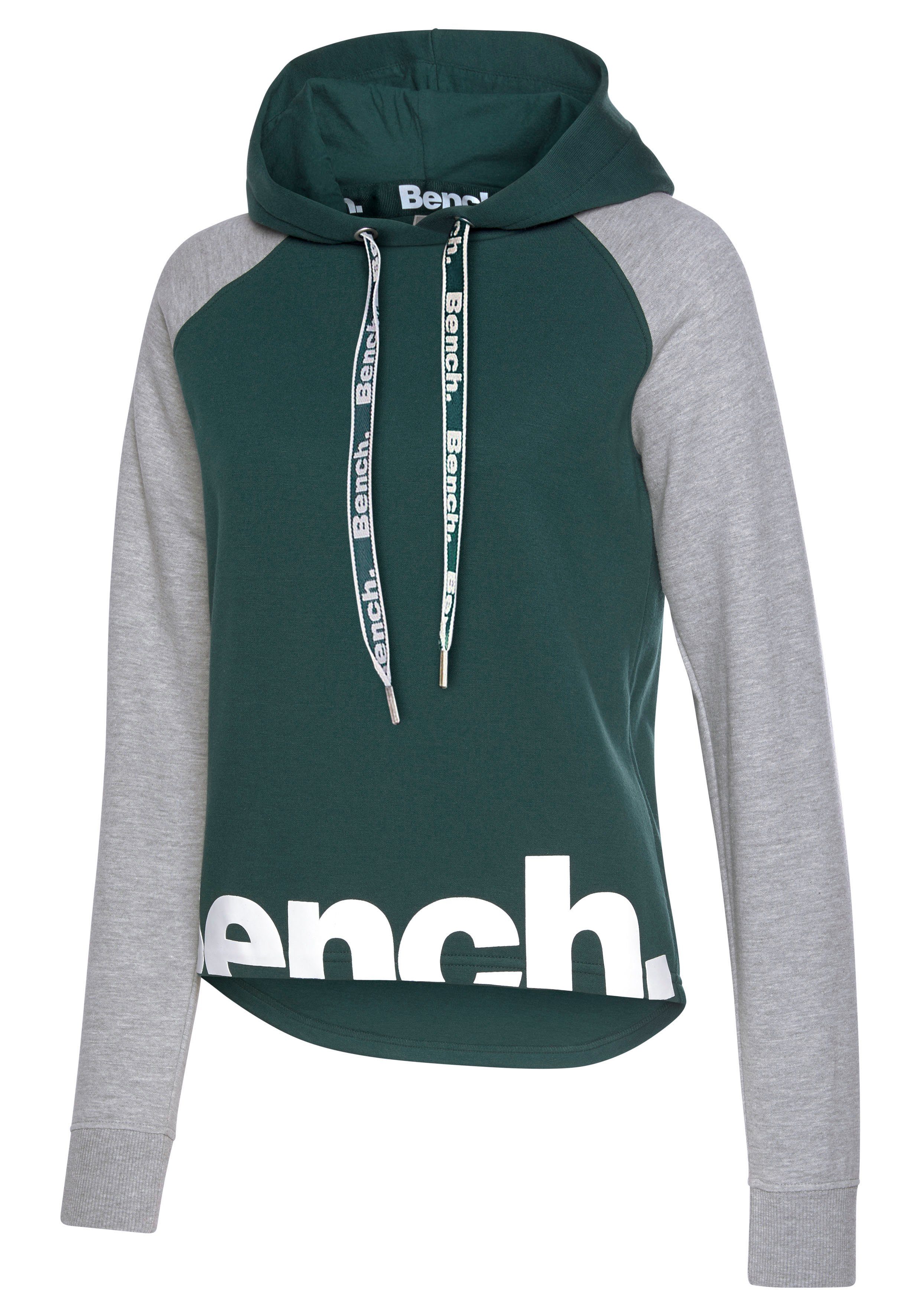 Bench. Loungewear Hoodie met kleurafgebakende mouwen en logoprint, loungepak, hoodie