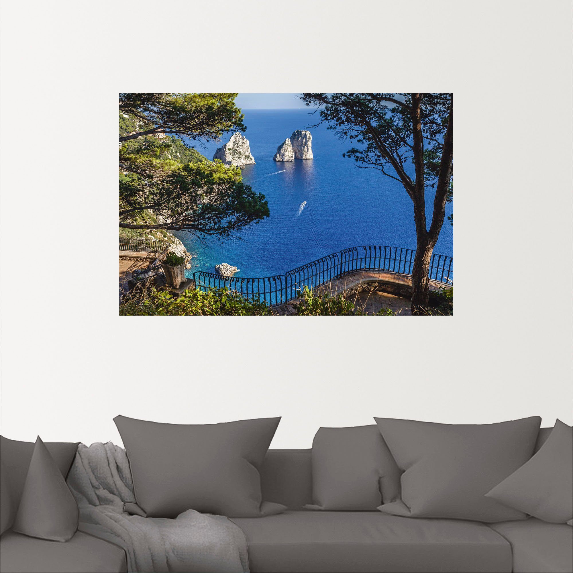 Artland Artprint Faraglione-rots op capri, Italië als artprint van aluminium, artprint voor buiten, artprint op linnen, poster, muursticker