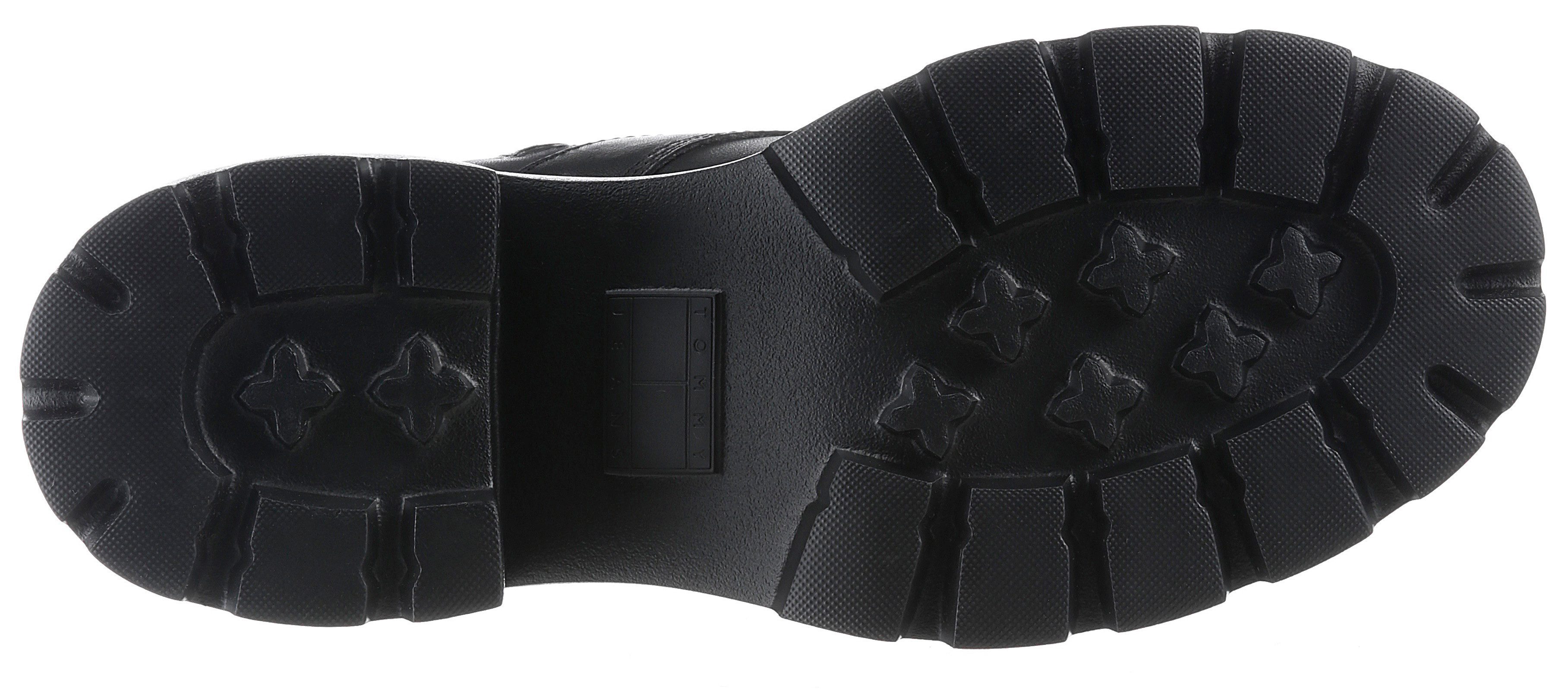 TOMMY JEANS Veterlaarsjes TJW MID HEEL BOOT LEATHER blokhak, plateau, veterschoenen, chunkyboots met label