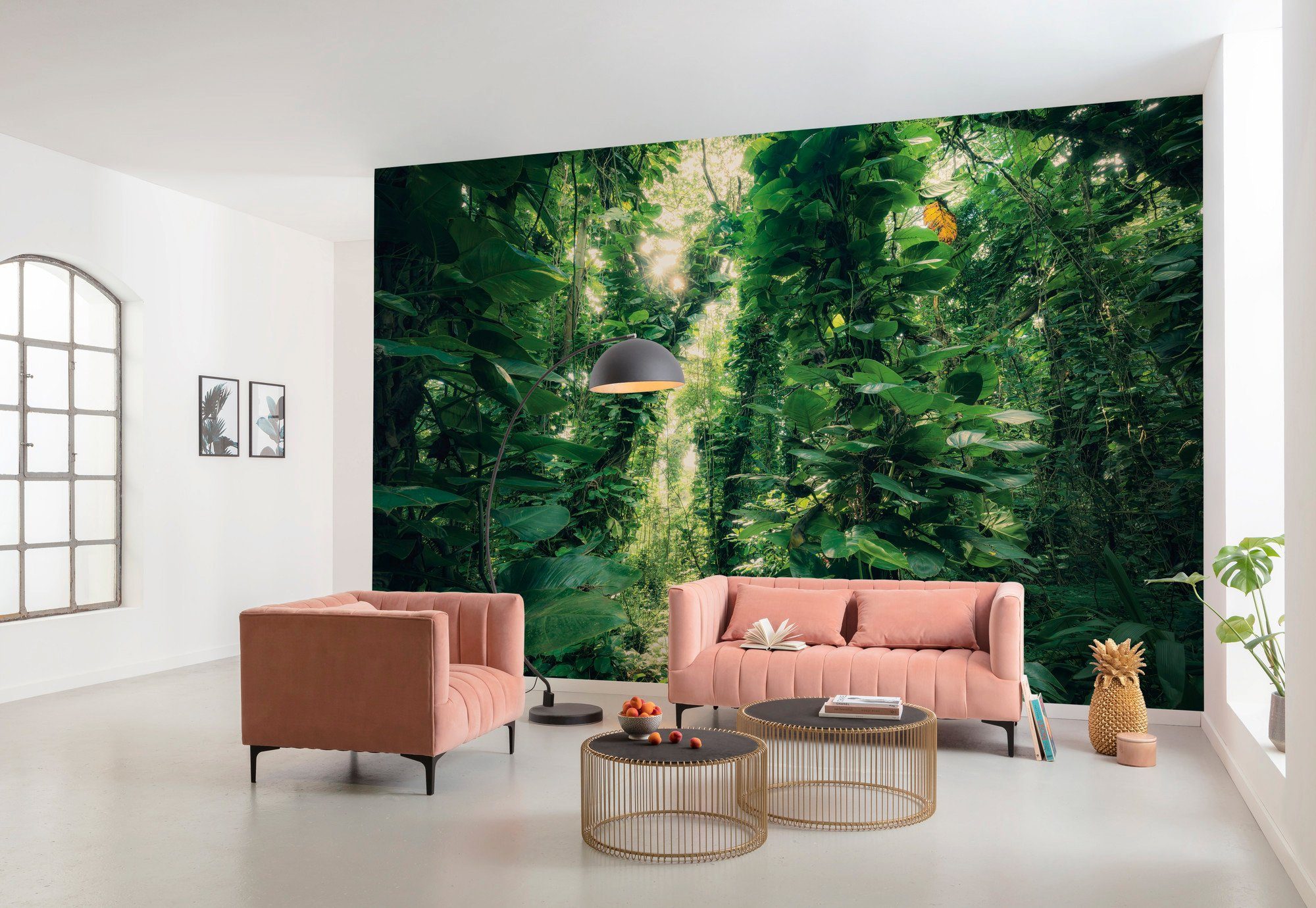 Komar Vliesbehang Digitale print vlies - Green Leaves - Afmeting 450 x 280 cm (9 stuks)