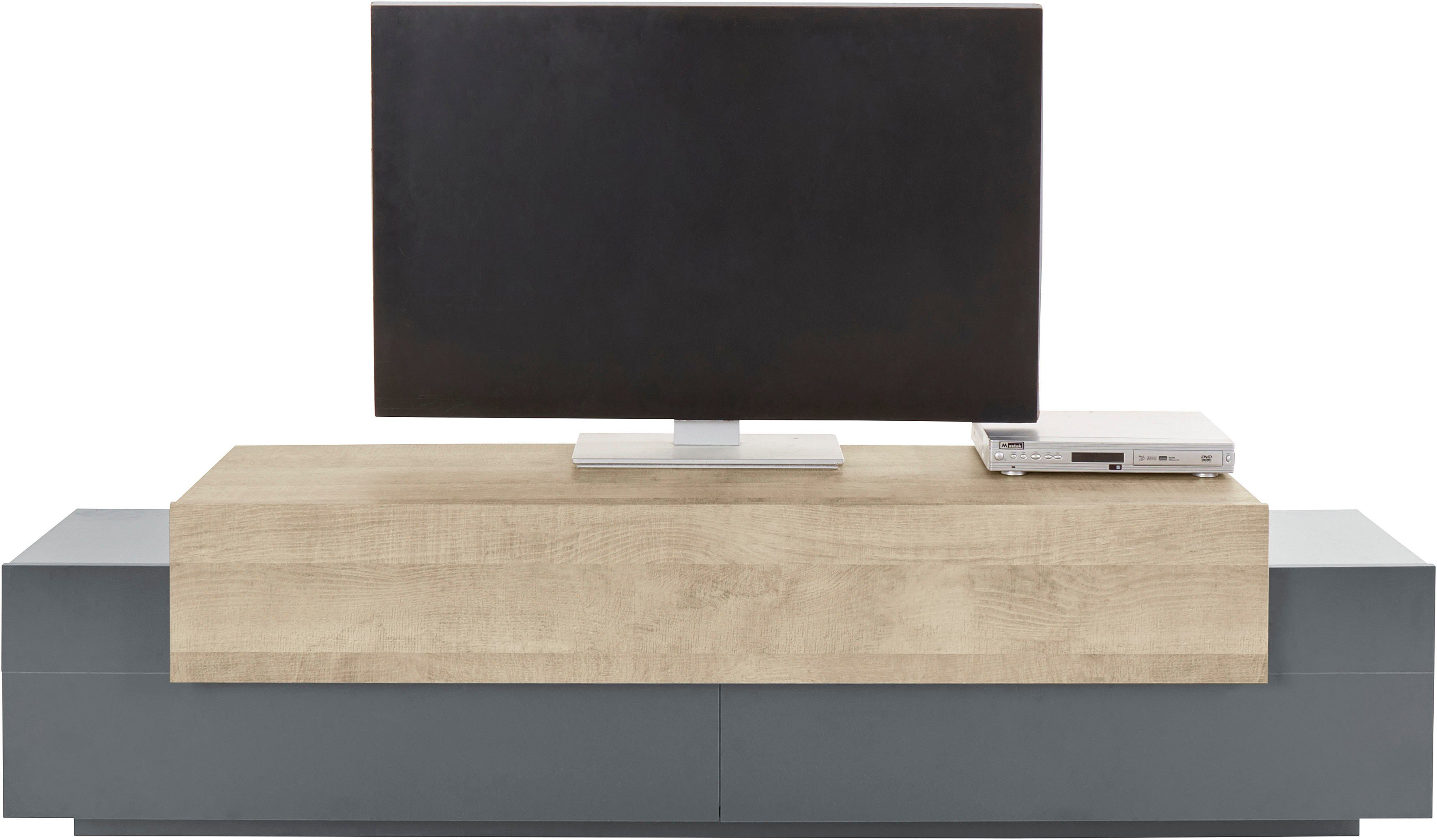 INOSIGN Tv-meubel Coro, lowboard, TV-commode, TV-meubelen, TV-bank met 3 kleppen waarvan 2 met push-to-open functie, breedte 200 cm