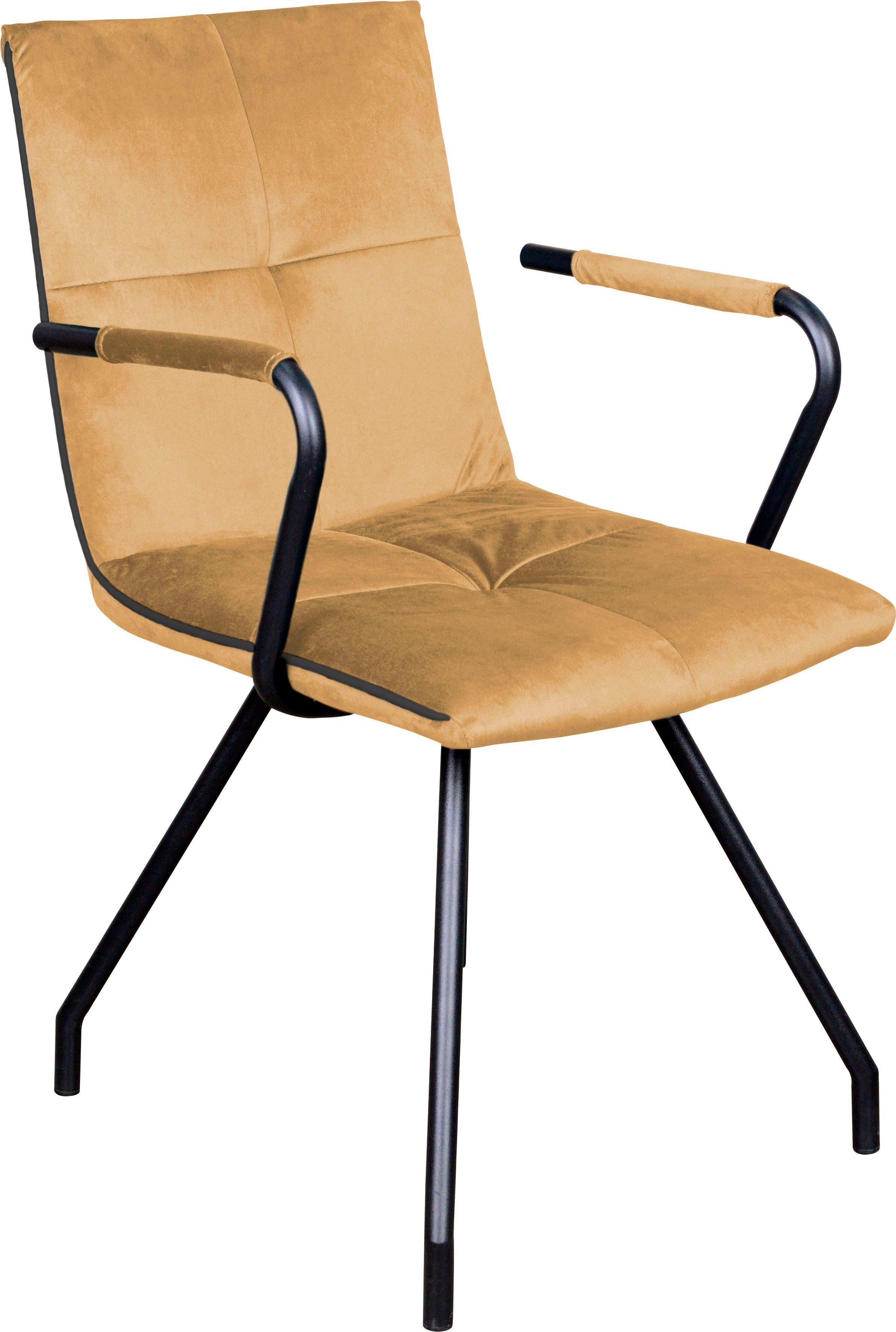 Kayoom Stoel Eaden 225 2-pack, fluweelachtige stofbekleding, paspel van kunstleer stijlvol, onderhoudsvriendelijk, eigentijdse kleurstelling, fluweelachtige stofbekleding (set, 2 stuks)