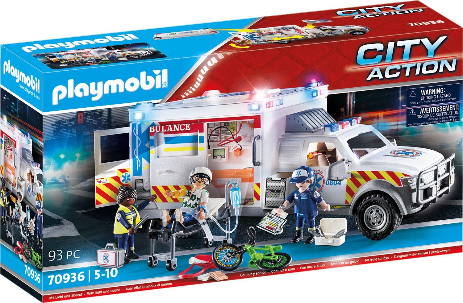 Playmobil® Constructie-speelset Redningsvoertuig: US Ambulance (70936), My Action Heroes (93-delig)