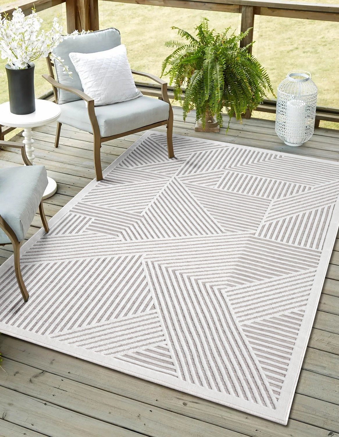 Myflair Möbel & Accessoires Vloerkleed Vill voorraadopruiming modern ontwerp, hoog-laag effect, geschikt voor buiten, balkon, terras moderne