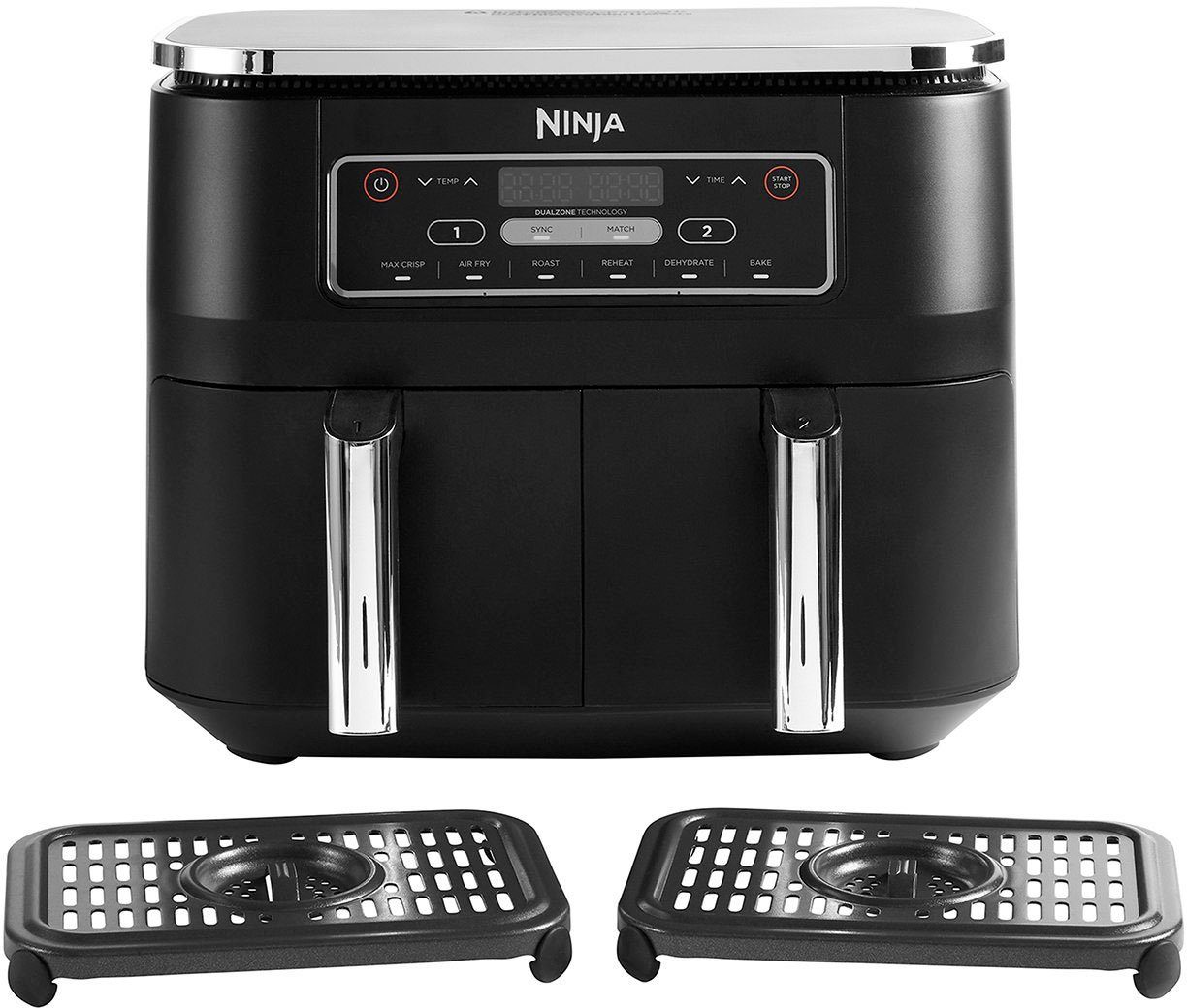 NINJA Airfryer Foodi Dual Zone AF300EU 0,9 kg capaciteit per stuk incl. 2 krokante schalen