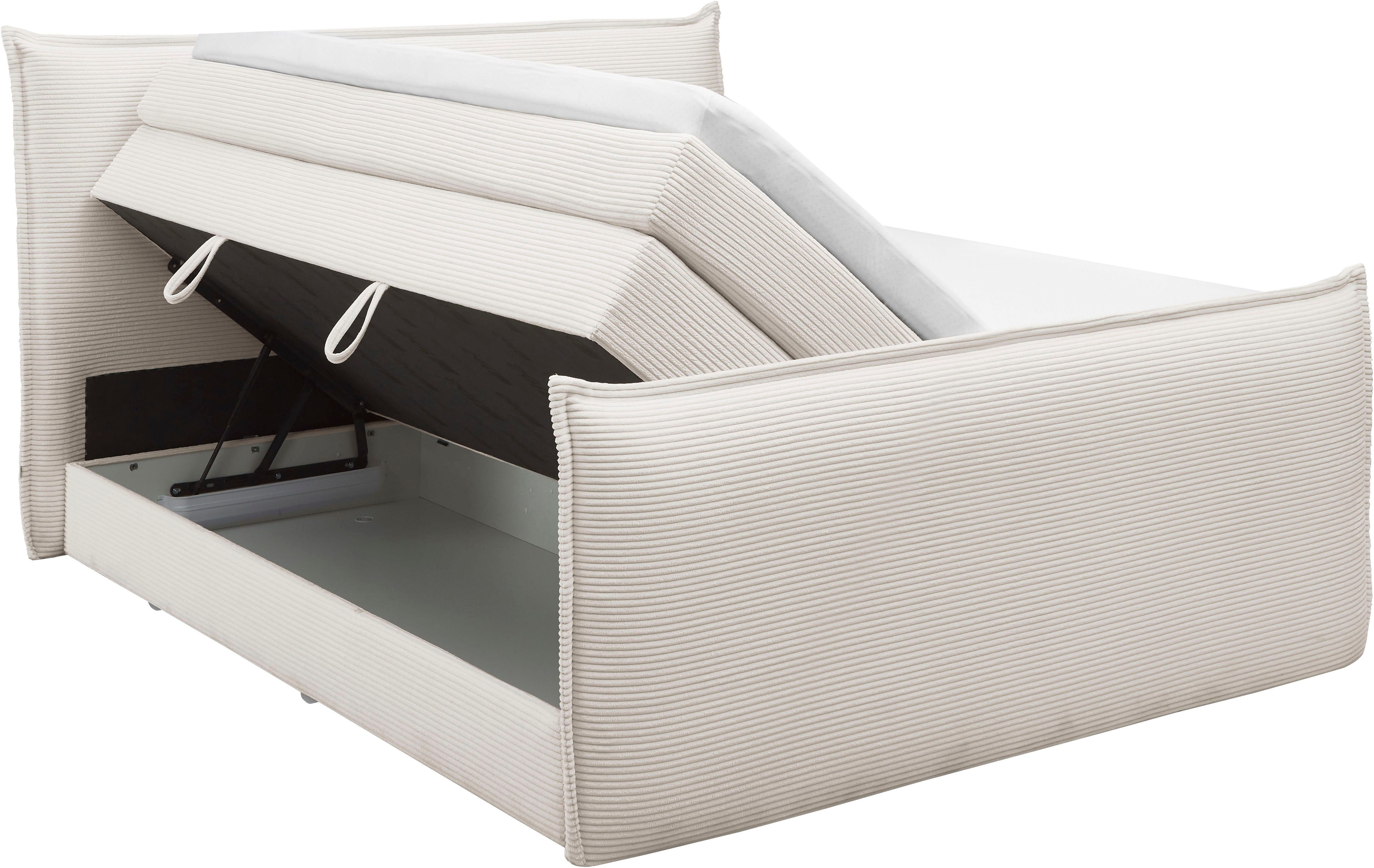 set one by Musterring Boxspring Florida in moderne cord bekleding, met bedlade, in 3 maten verkrijgbaar