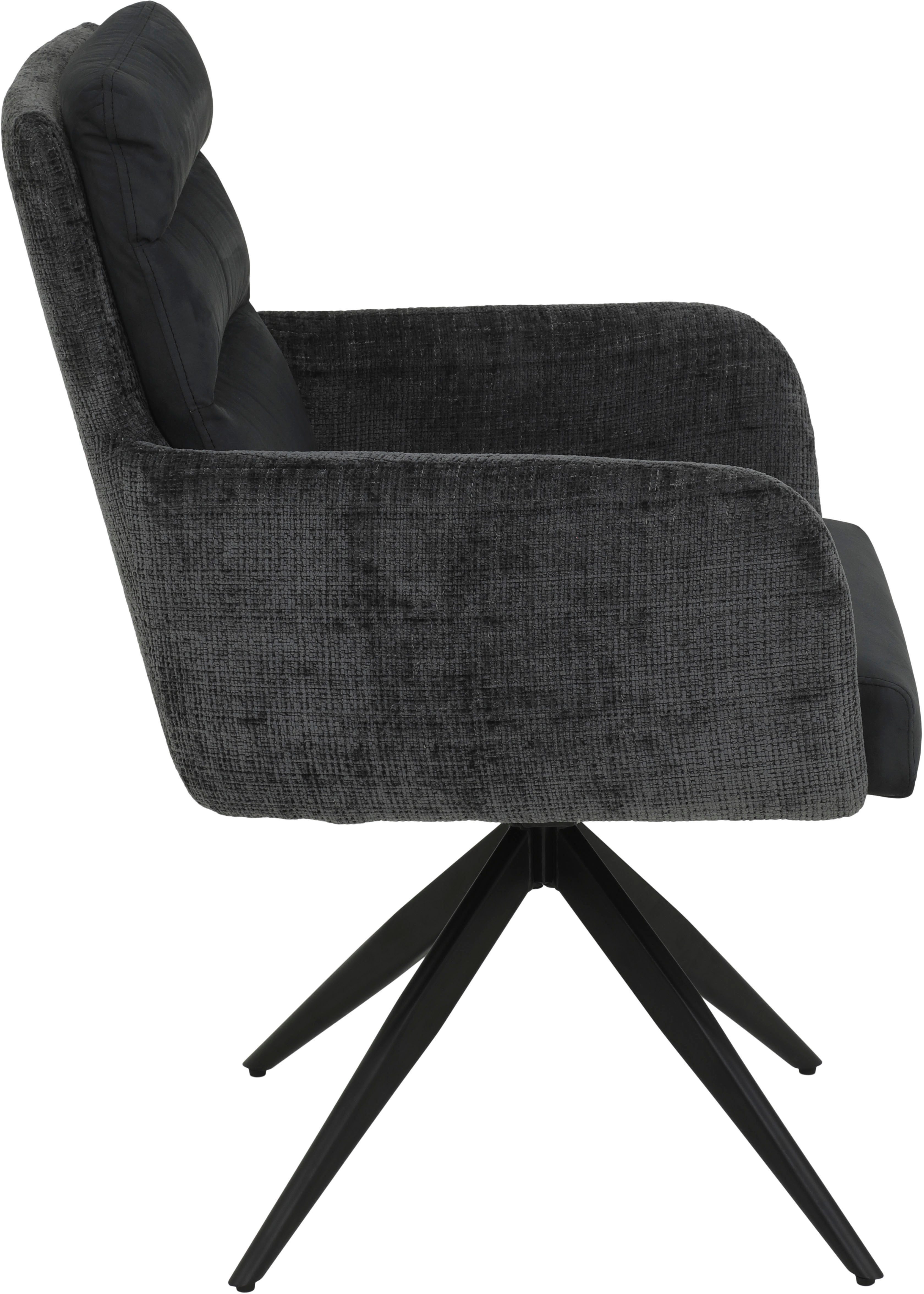 HELA Stoel met armleuningen LEANDRA met auto-Return Comfortstoel met veren, eetkamerstoel draaibaar (set, 2 stuks)
