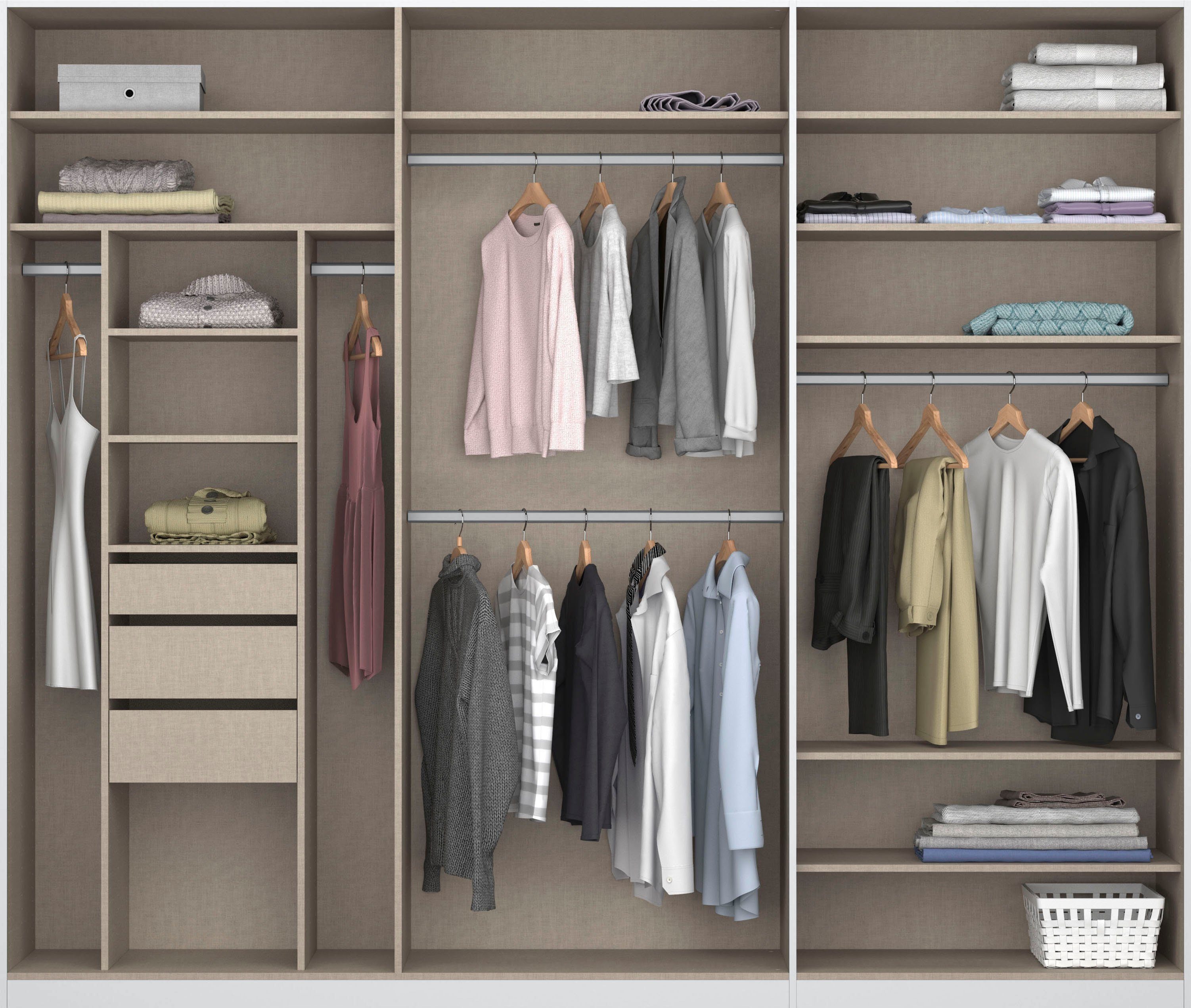 rauch Draaideurkast Kledingkast kast garderobe TOPSELLER OTELI incl. binnenindeling met 3 binnenlades extra planken optioneel met spiegel made in germany