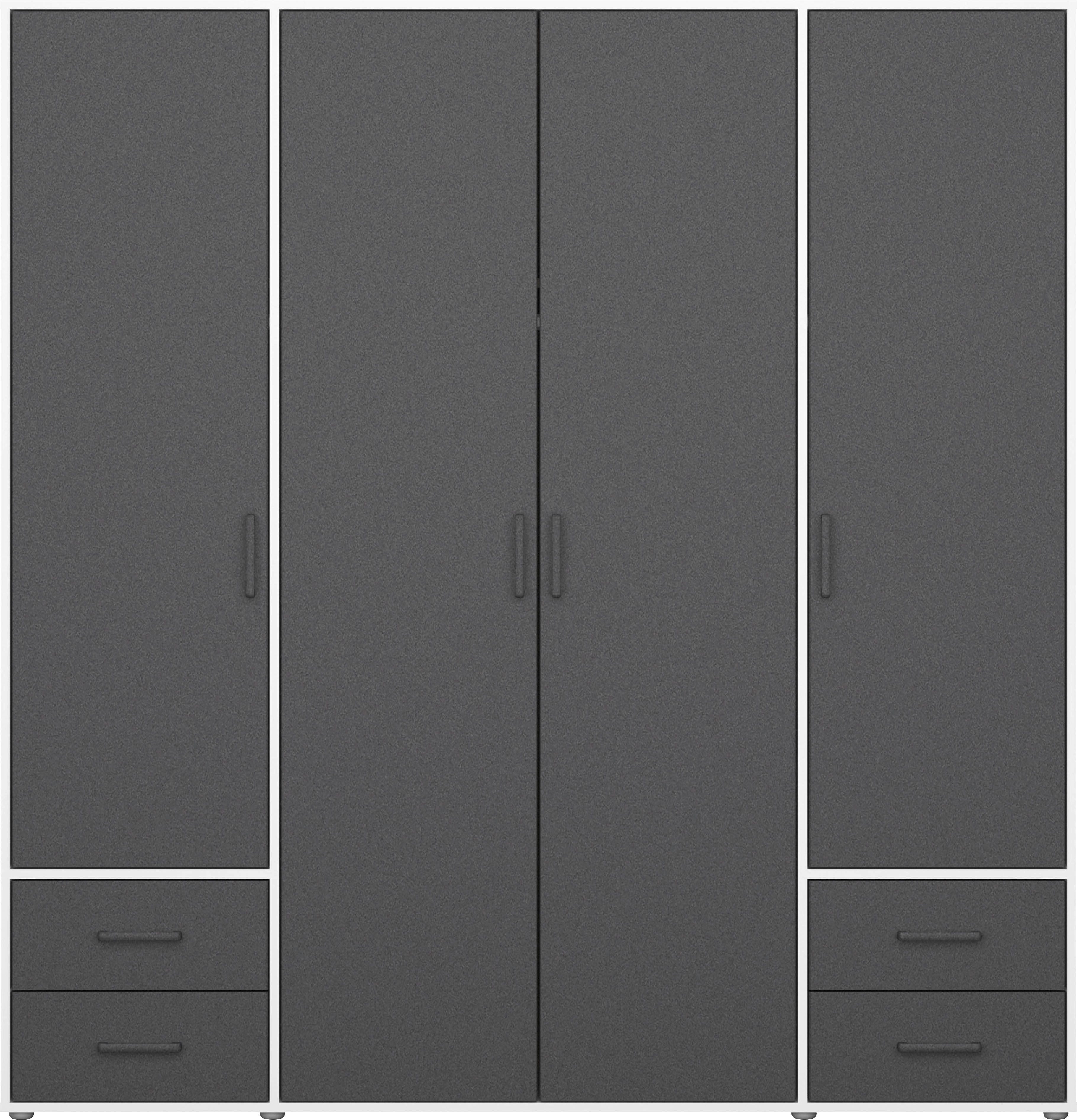 rauch Draaideurkast Kledingkast kast garderobe linnenkast VOYAGER moderne grepen in grijs metallic met buitenlades made in germany