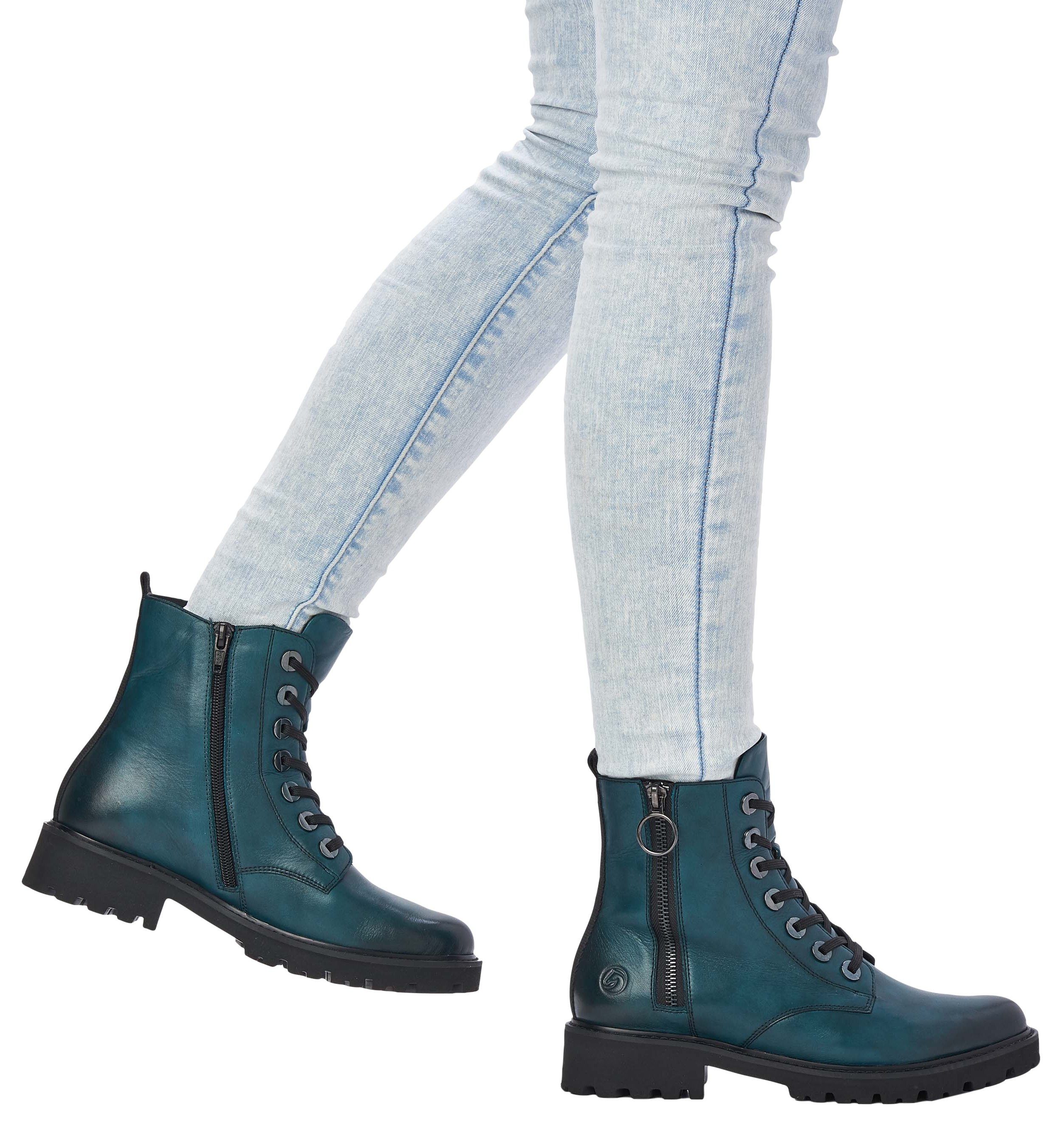 Remonte Veterlaarsjes blokhak, laarsjes, veterschoenen, flats in used look
