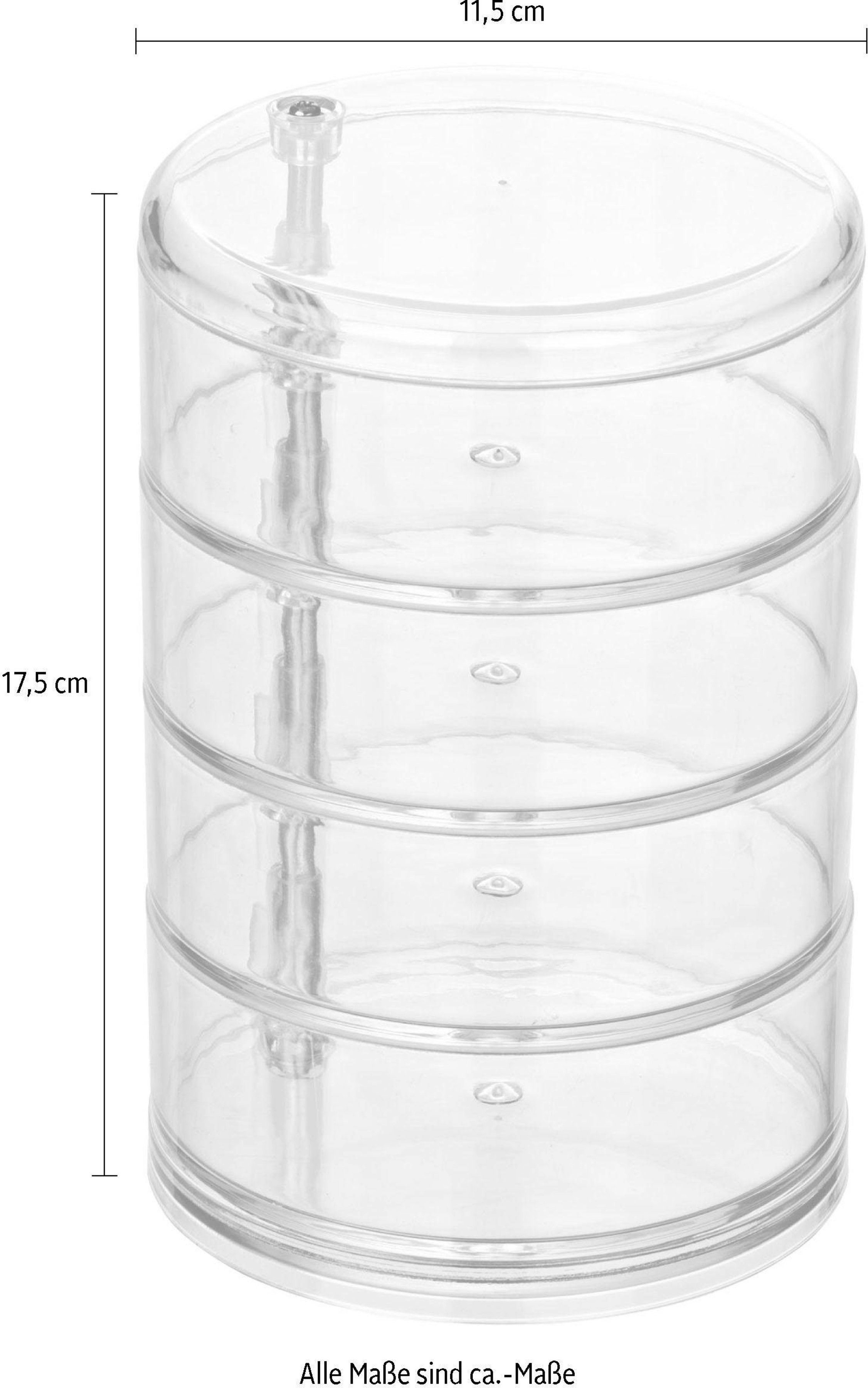 WENKO Badkamerorganizer Tower Make-upkoffer met 4 vakken, transparant