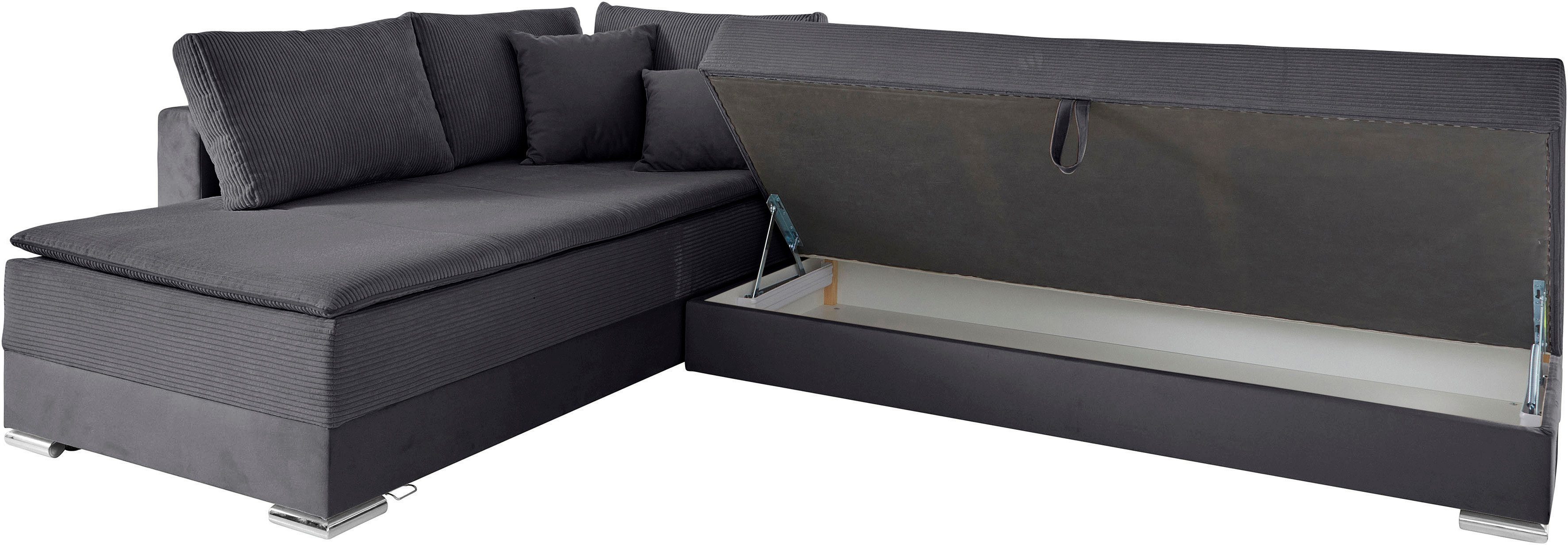 INOSIGN Hoekbank Boxspringbed Night & Day L-vorm met permanente slaapfunctie met armleuning