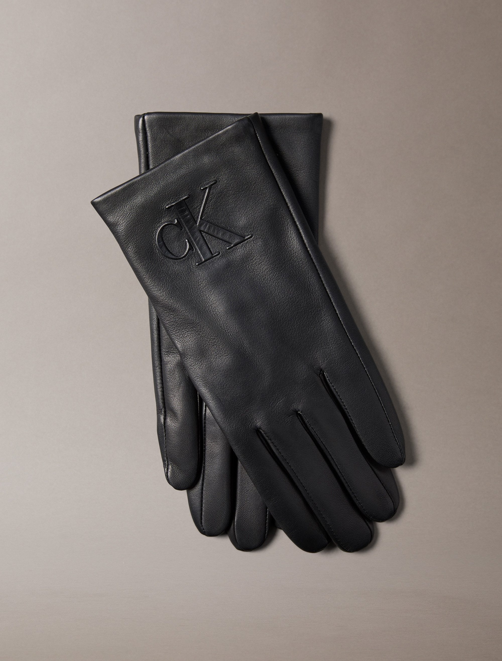 Calvin Klein Leren handschoenen RAISED CK LEATHER GLOVE