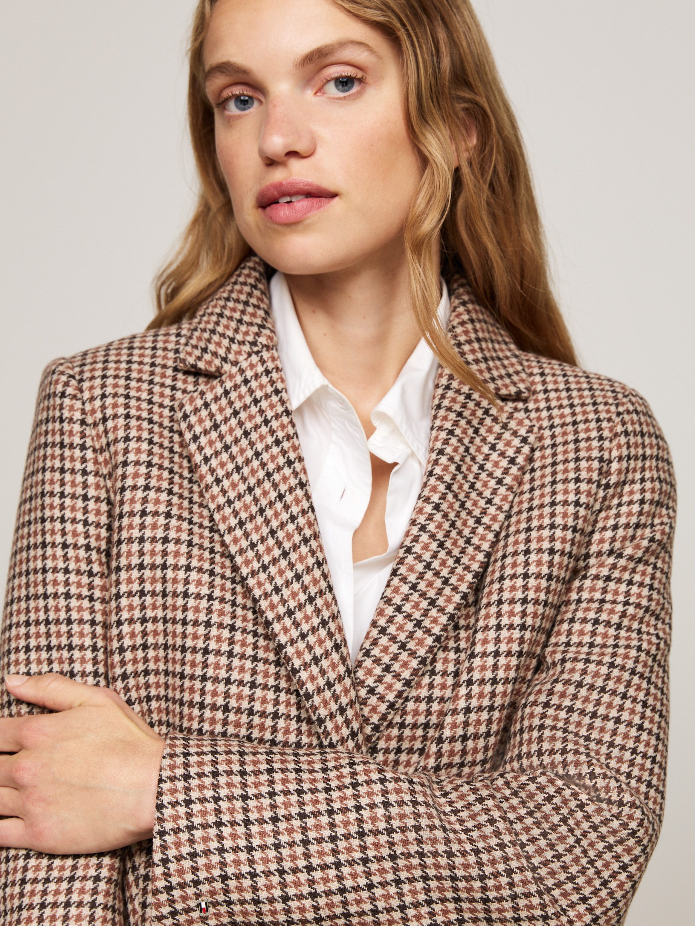 Tommy Hilfiger Korte jas WOOL BLEND CLASSIC CHECK COAT