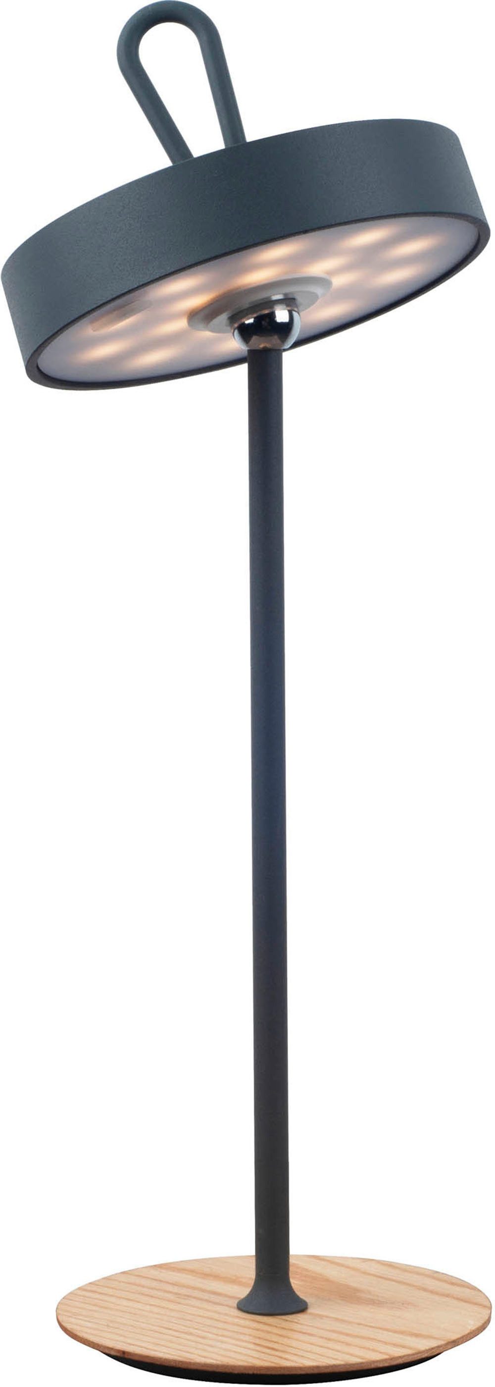 Home affaire Led-tafellamp Charmont met houten voet, afneembare hoofdkant als hanglamp te gebruiken oplaadbaar, incl. accu + usb-kabel, hoofdeinde magnetisch, afneembaar, hout (1 stuk)