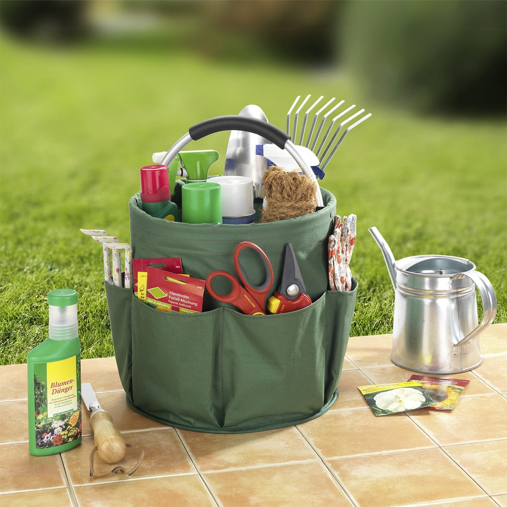 Maximex Organizer Schoonmaak-Caddy Multifunctioneel mand met 6 buitenzakken, ideaal voor huishouden, tuin & kamperen
