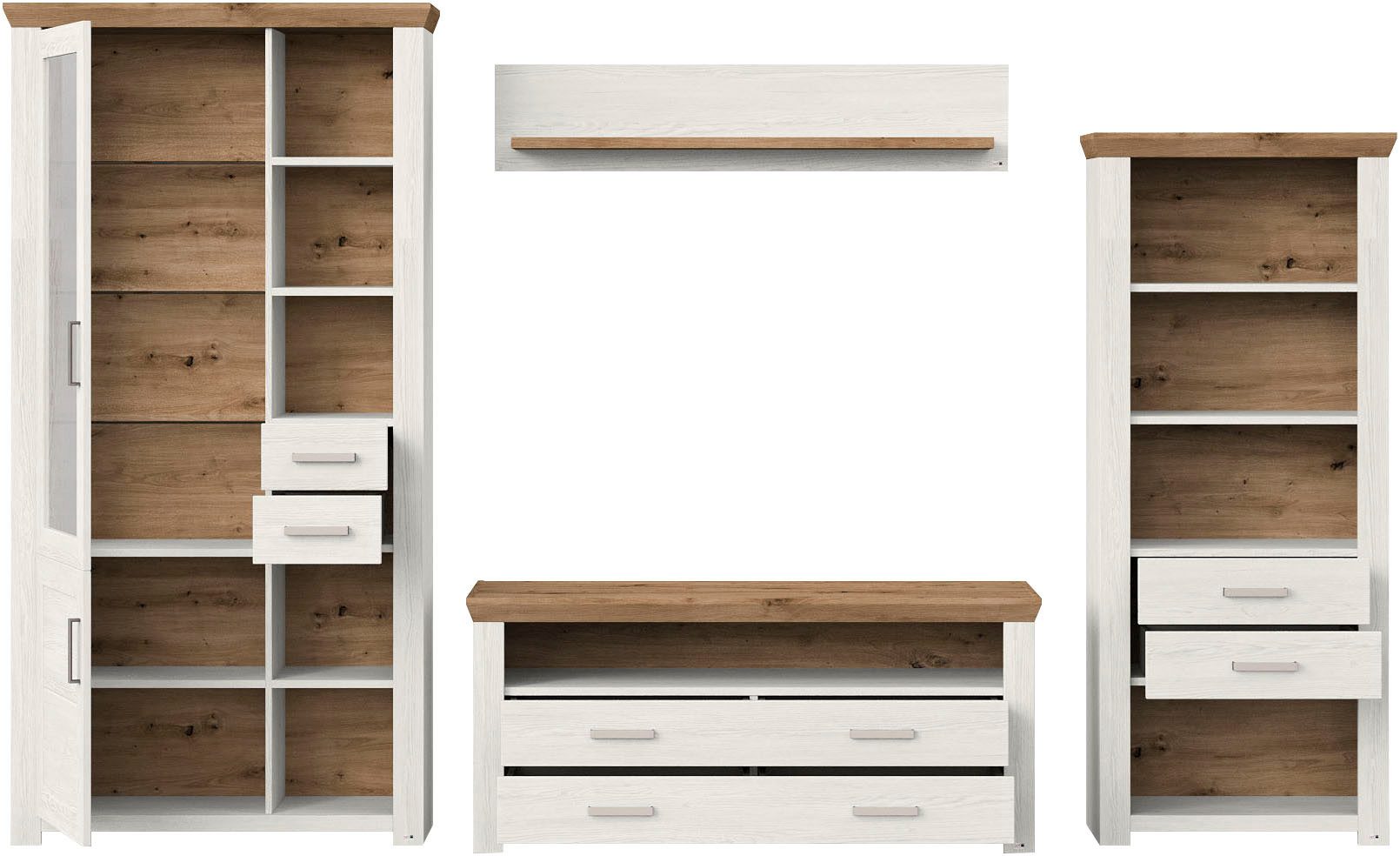 set one by Musterring Wandmeubel York Combinatie met 4 delen, in 3 kleurvarianten, totale breedte 340 cm (4-delig)