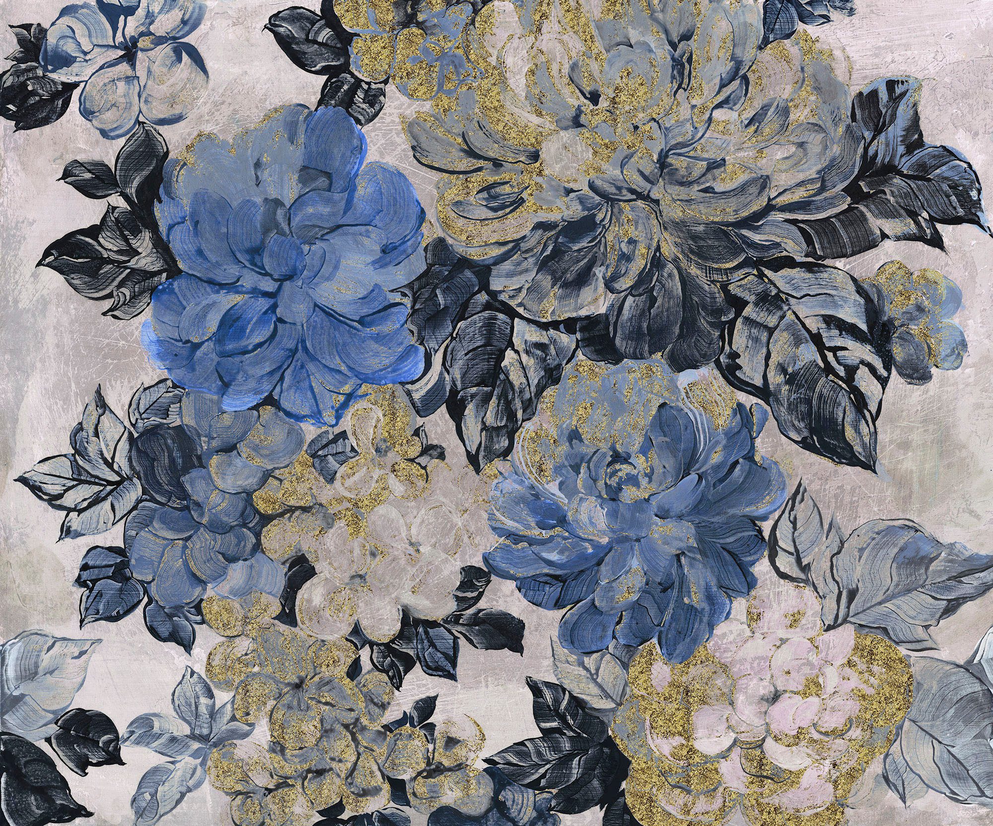 Komar Fotobehang Digitale print vlies - Vintage blue Garden - Afmeting 300 x 250 cm (1 stuk)