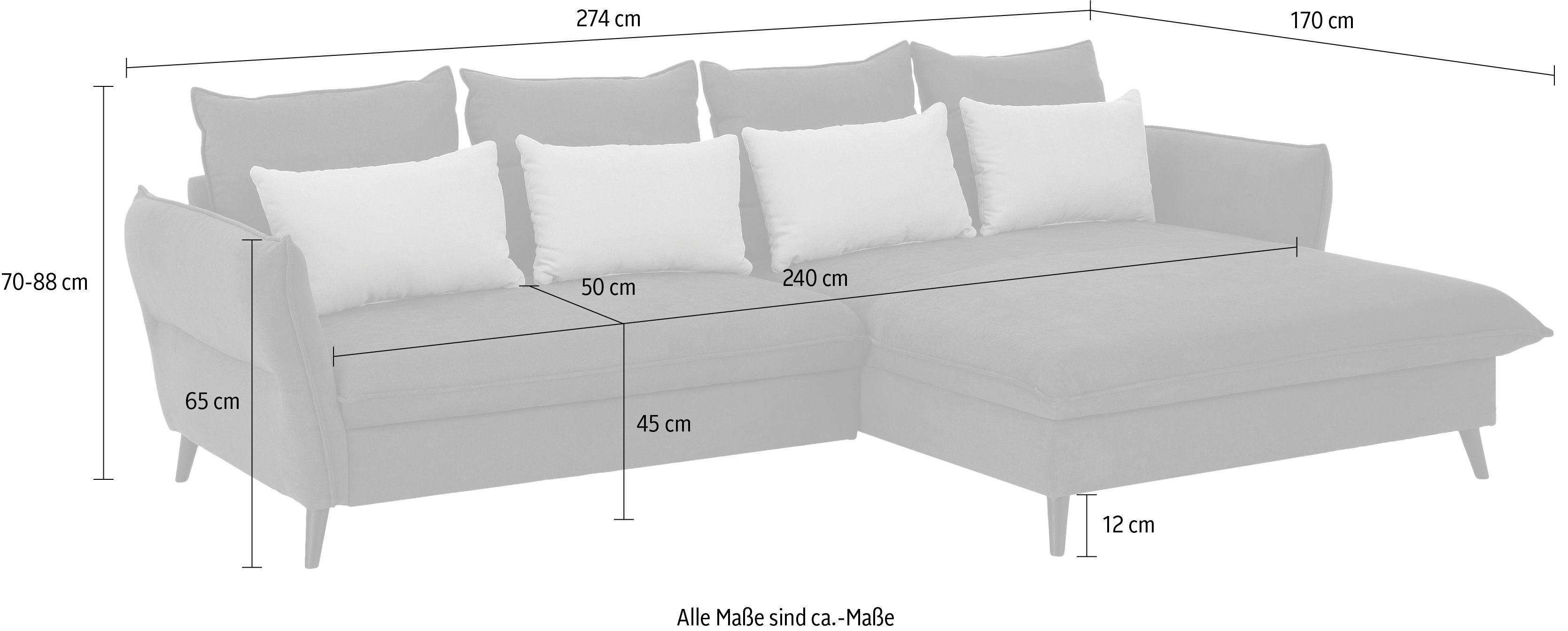 Home affaire Hoekbank Tirano, moderne look, comfortabel, Breedte 274cm, L-vorm