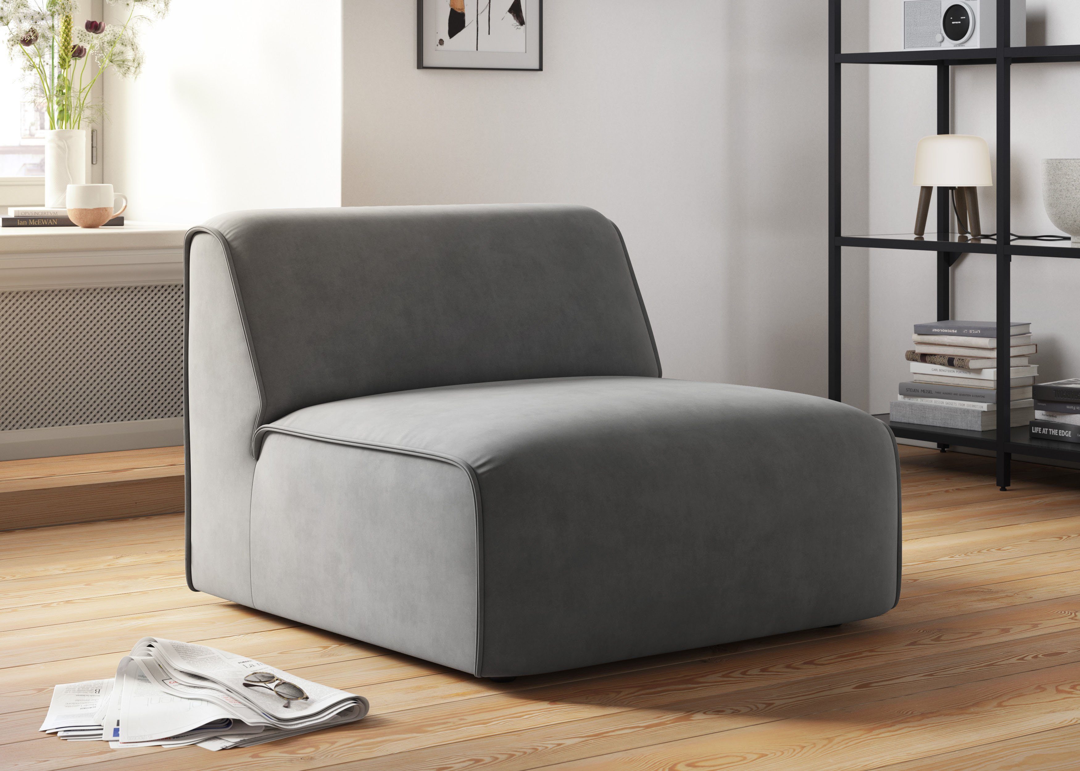 RAUM.ID Fauteuil Merid sofa-middenelement, afmetingen B/D/H: 84/97/46 cm als module of apart te gebruiken, voor individuele samenstelling