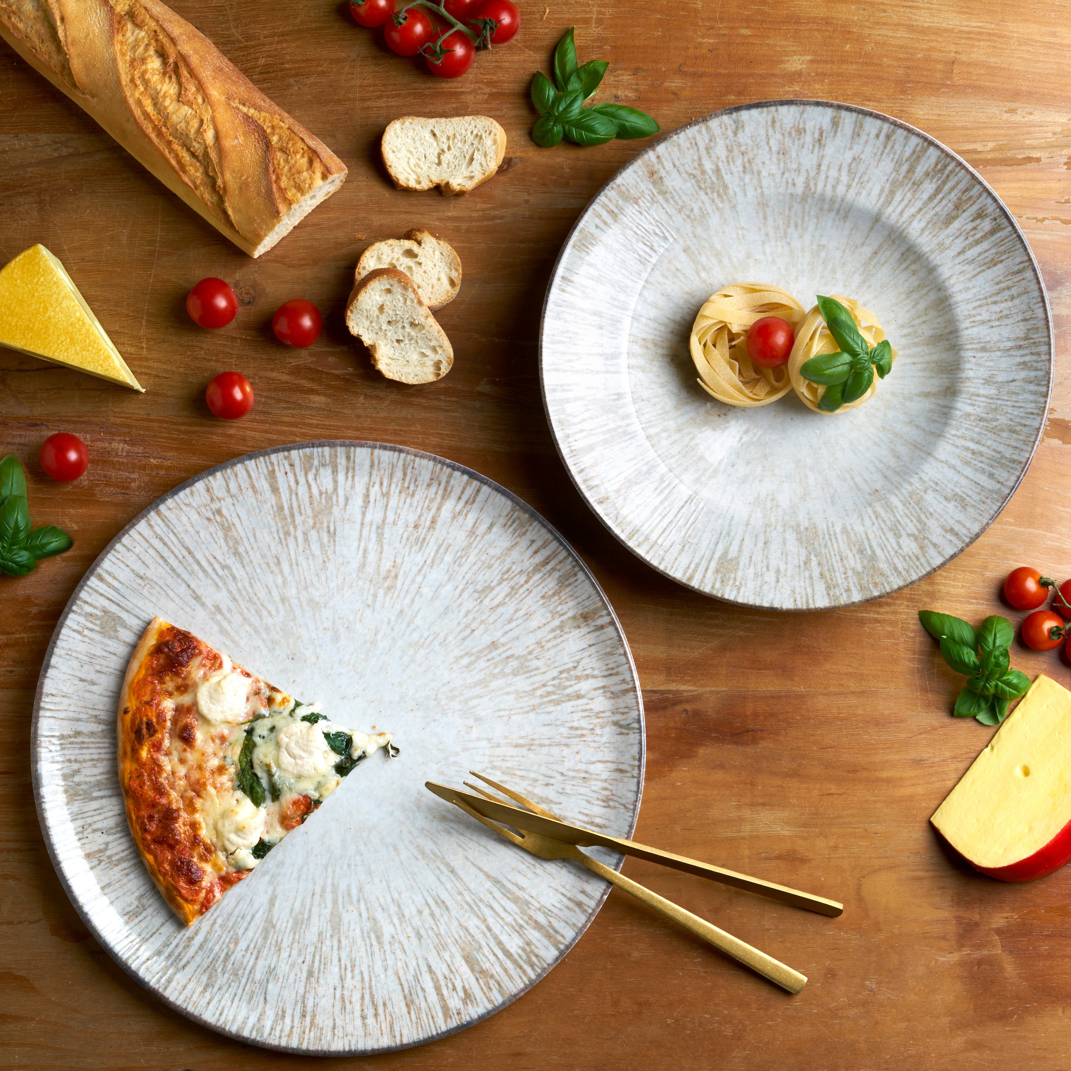 van Well Pizzabord Bord-set Kreta, 6-pack, Ø 33 cm Service, servies-set voor 6 personen (set, 6-delig)