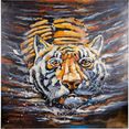 spiegelprofi gmbh metalen artprint demi zwemmende tijger (1 stuk) geel