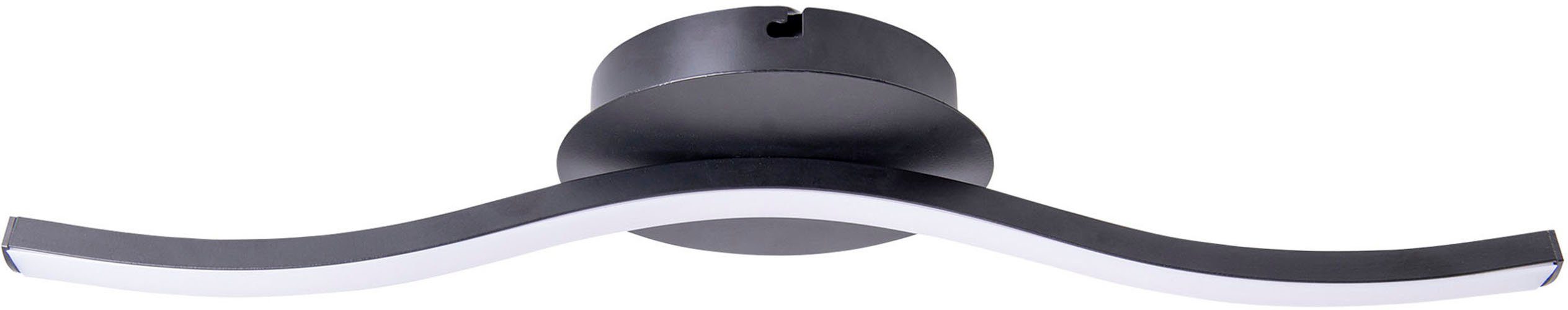 näve Led-plafondlamp Onda Plafondlamp, wandlamp warmwit, L: 45 cm, 6W, zwart-mat, IP20 (1 stuk)