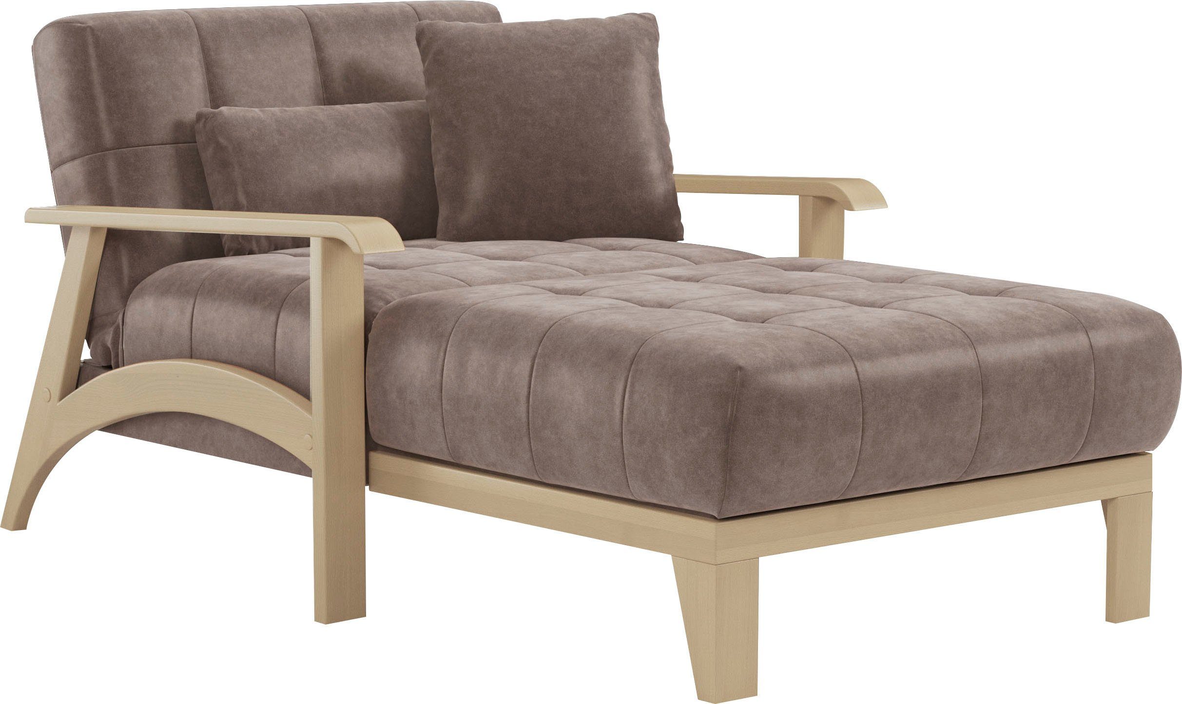 sit&more Récamier Billund Armleuningen van natuurlijk beukenhout, verschillende bekledingen en kleuren