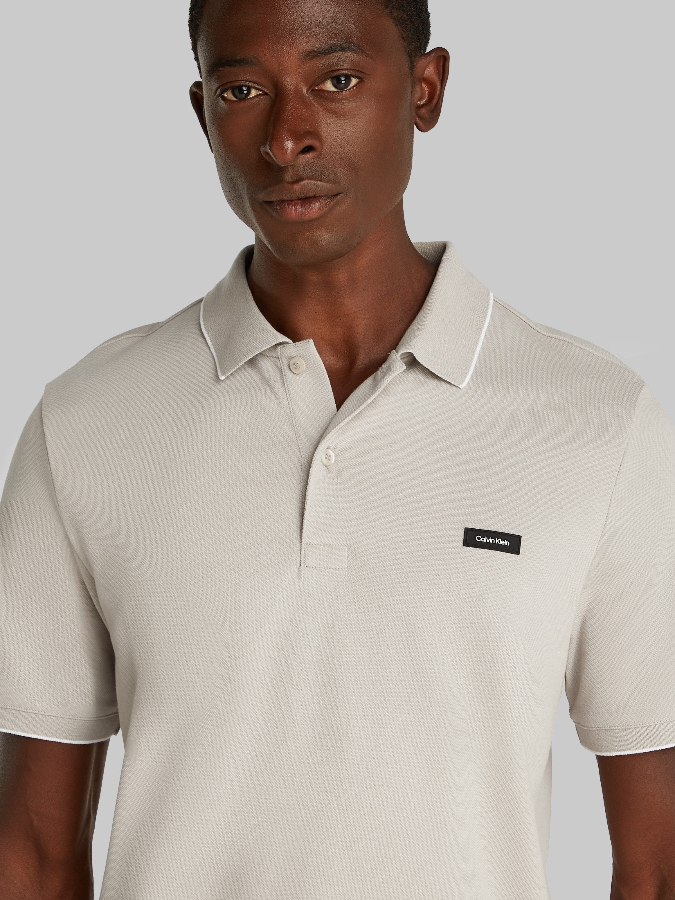 Calvin Klein Poloshirt STRETCH PIQUE TIPPING POLO met streepdetail op de kraag