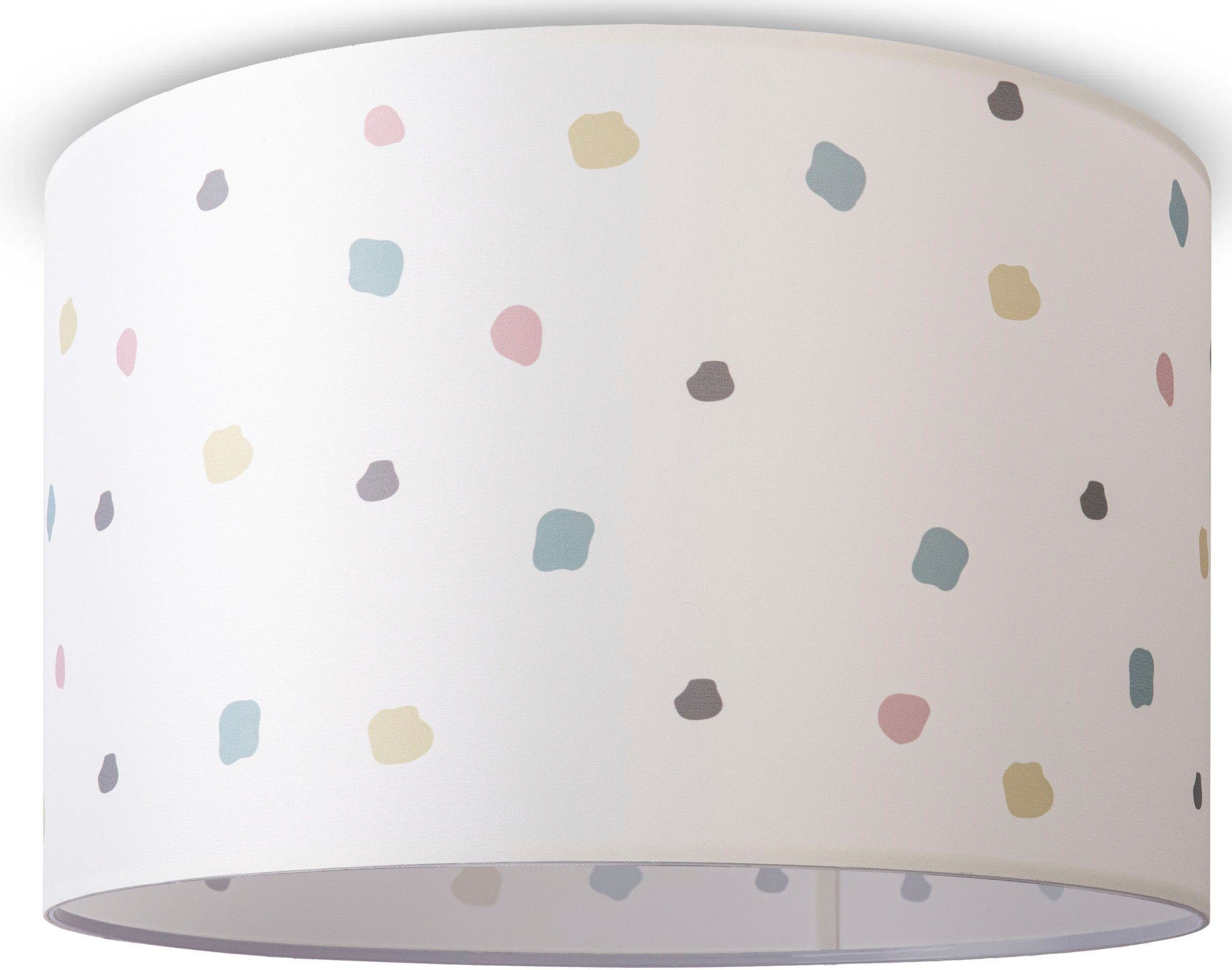 Paco Home Plafondlamp Hugo Dots Plafondlamp stof lamp woonkamer lampenkap stippen retro kleurig