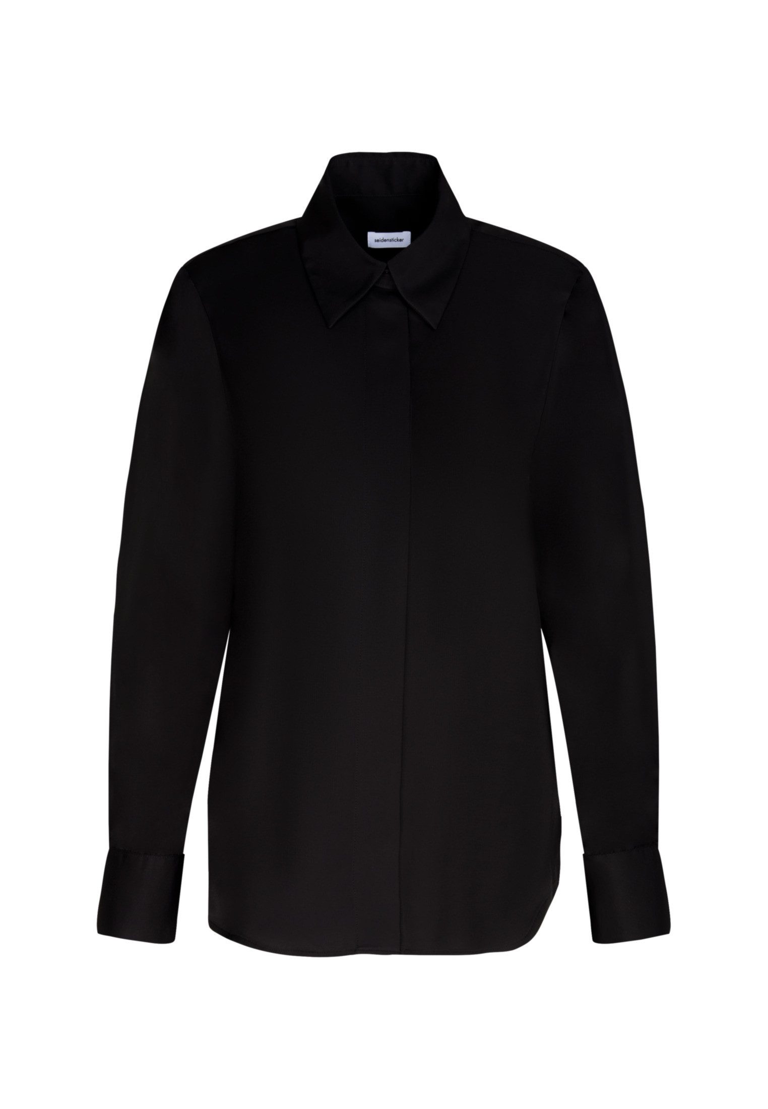 seidensticker Overhemdblouse Zwarte roos Lange mouwen kraag uni