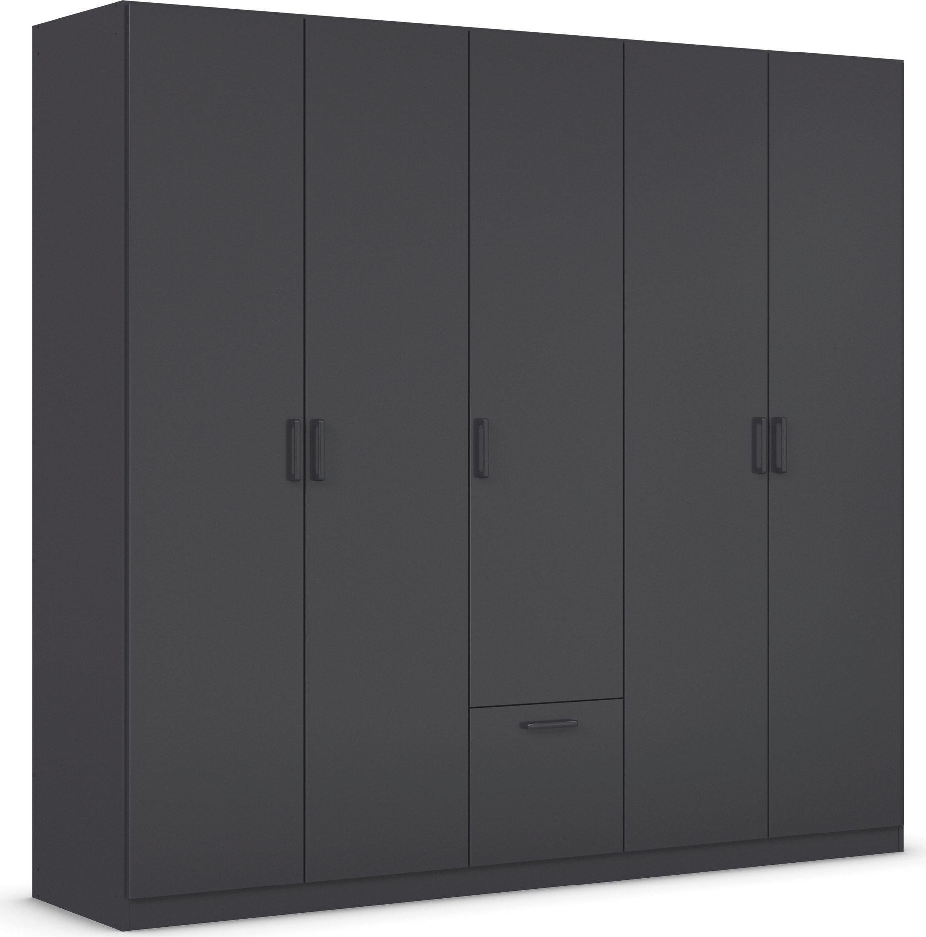 rauch Draaideurkast Kledingkast kast garderobe waskast BARI met lades in het midden, moderne greep in grijs metallic made in germany