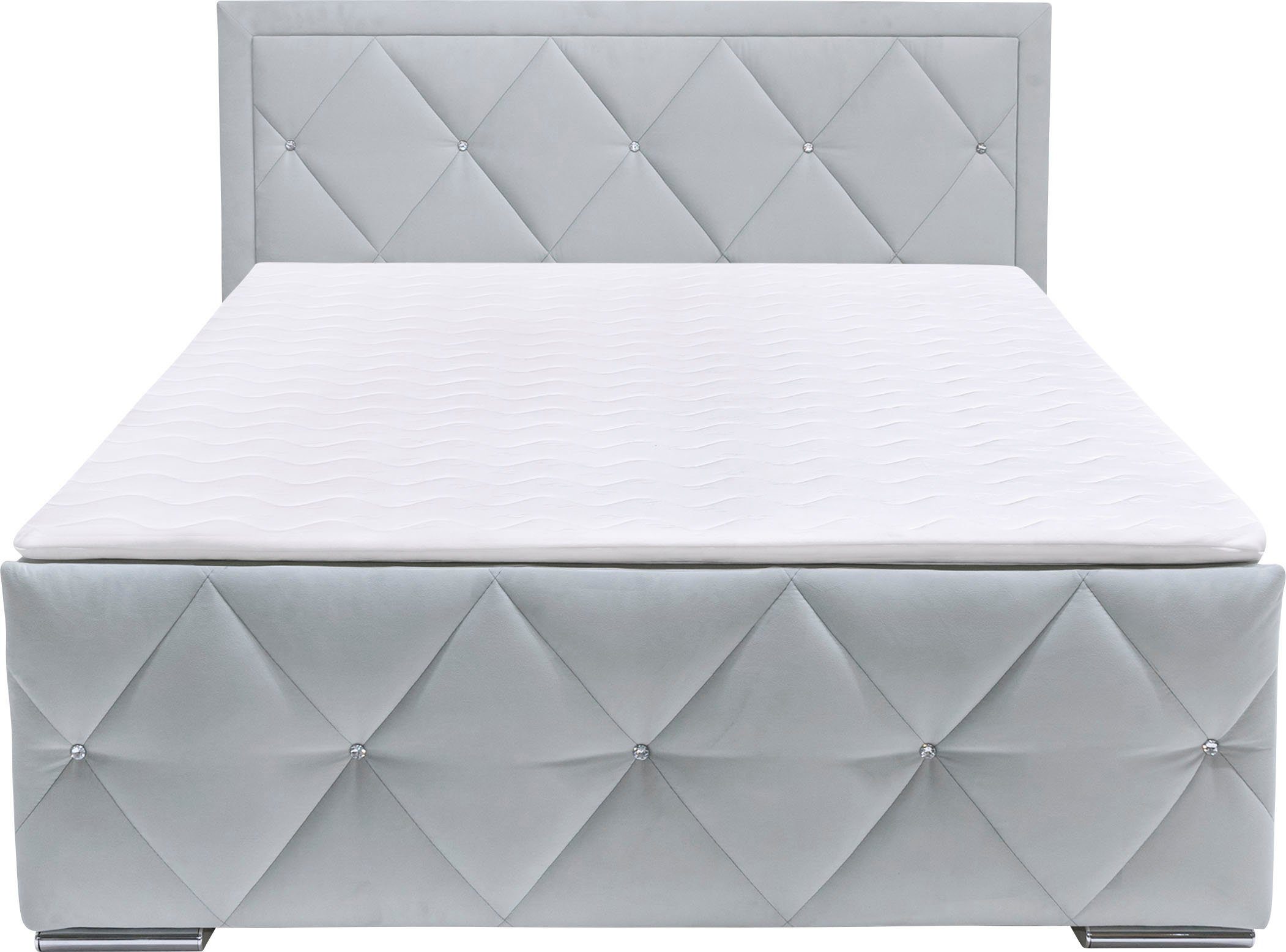 Leonique Boxspring Alfie, bestseller! Inclusief bedlade & topper Optioneel met knoopstiksels of strassstenen, H2, H3 en H4 verkrijgbaar