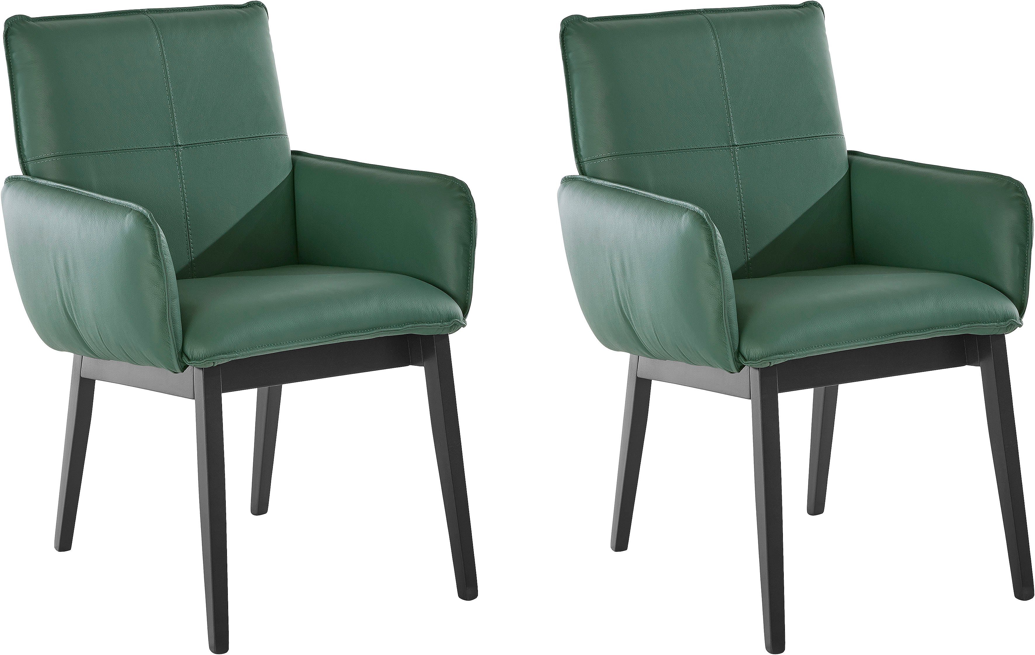 Home affaire Stoel met armleuningen Model 6 Bekleding van microvezel of leer, frame is beuken in zwart gelakt (2 stuks)