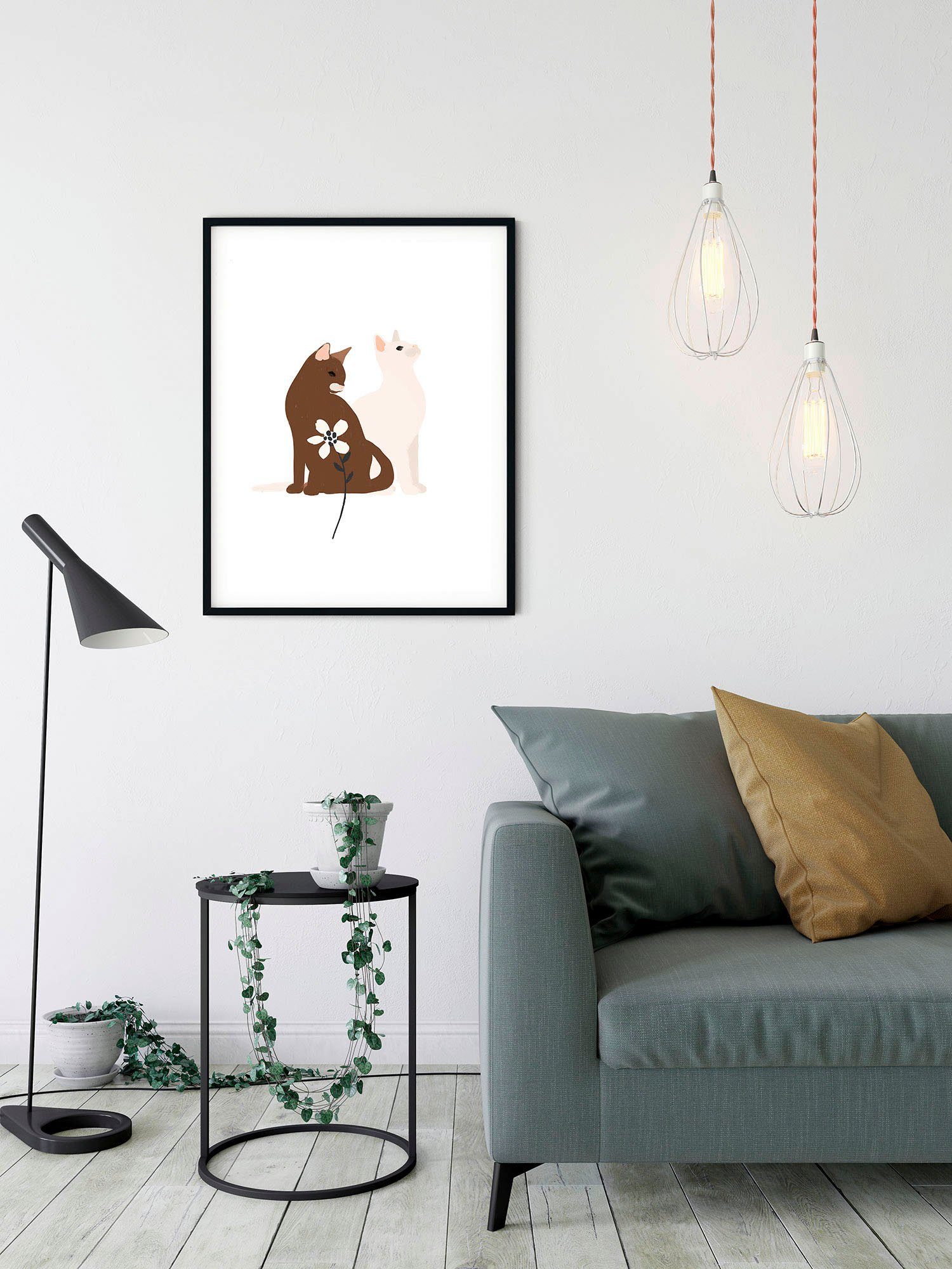 Komar Wanddecoratie Loving Cats Wanddecoratie - zonder lijst (1 stuk)