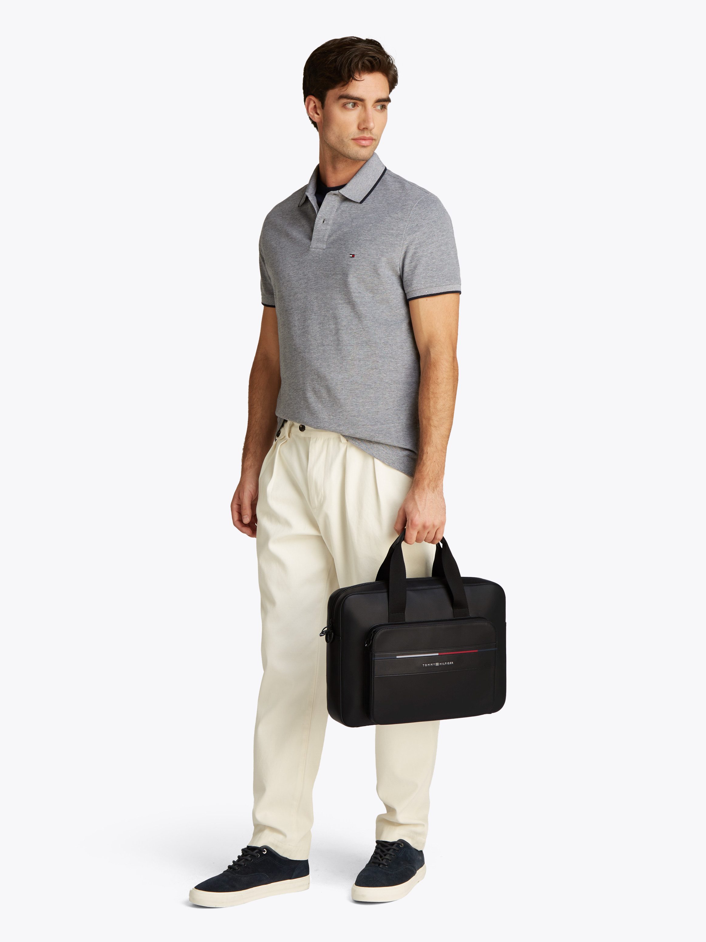 Tommy Hilfiger Laptoptas TH FOUNDATION COMPUTER BAG , unisex werktas, schoudertas, handtas, gekleurde details