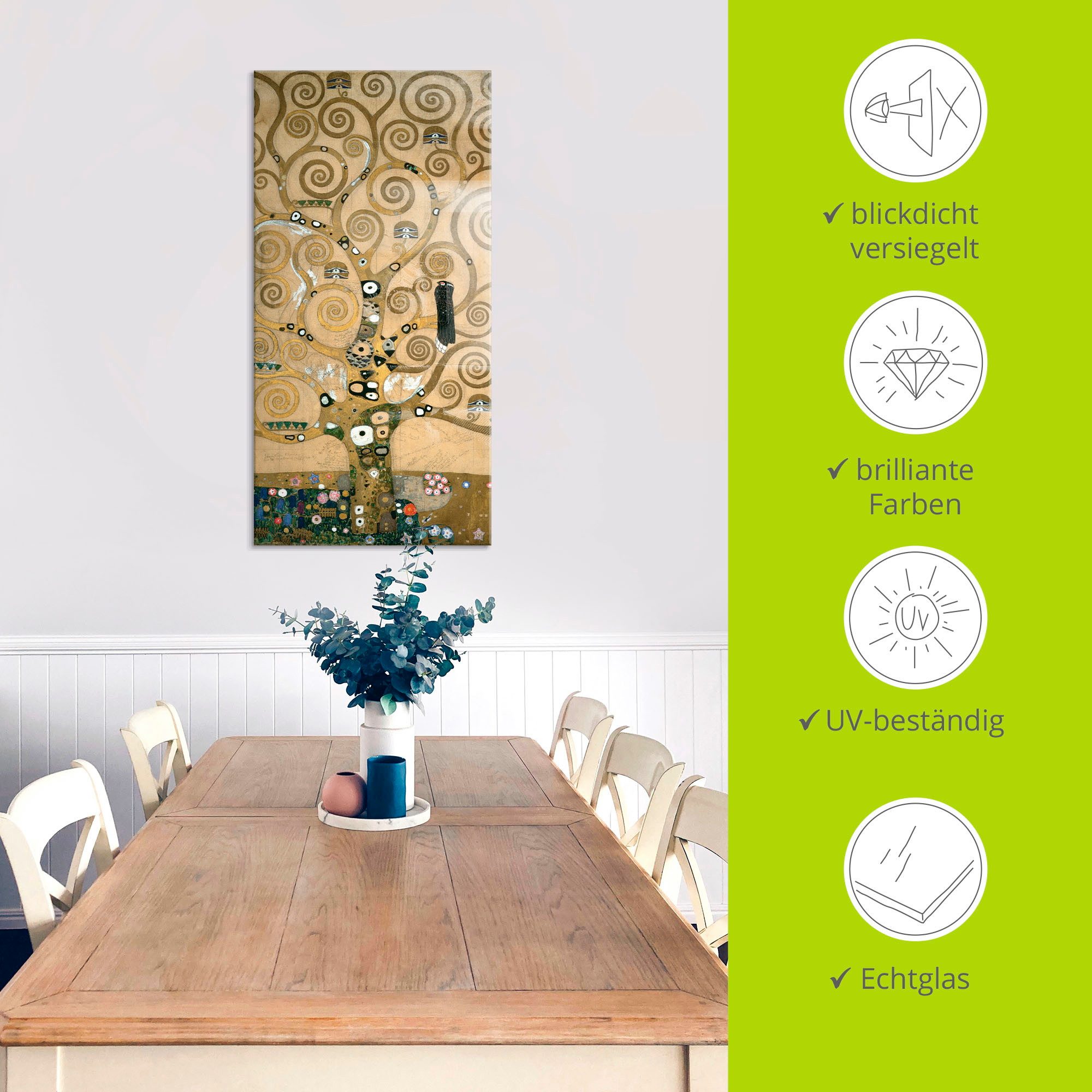 Artland Print op glas Levensboom. Detail, werksjabloon