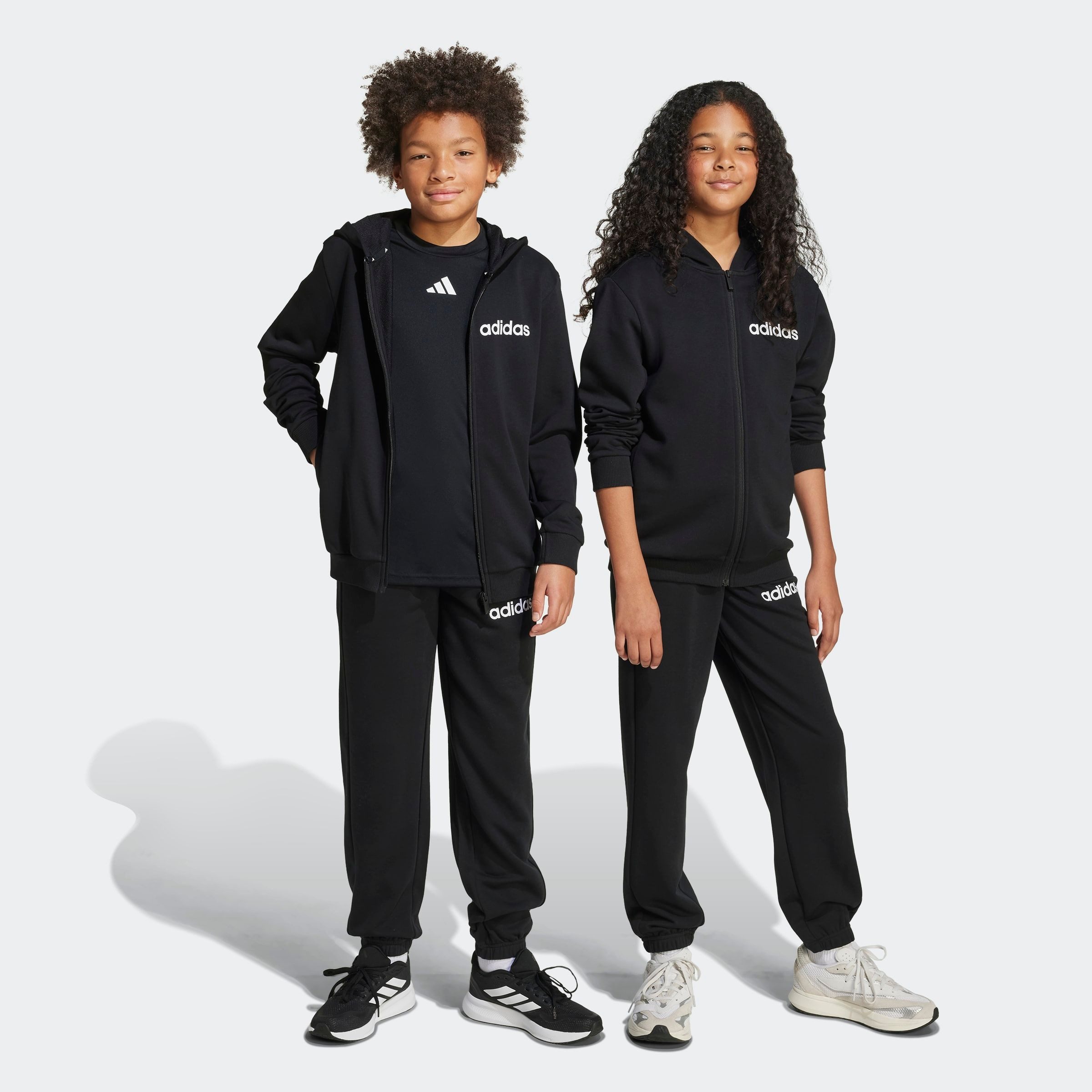 adidas Sportswear Trainingspak J LIN FT TS 220 (2-delig) kinderen trainingspakken maat 164 zwart