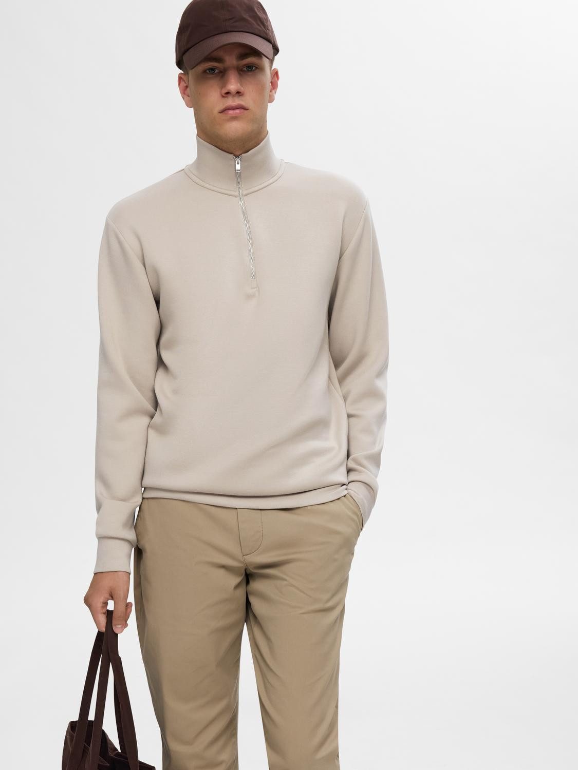 SELECTED HOMME Sweatshirt SLHEMANUEL SOFT ZIP HIGH NECK SWEAT NOOS