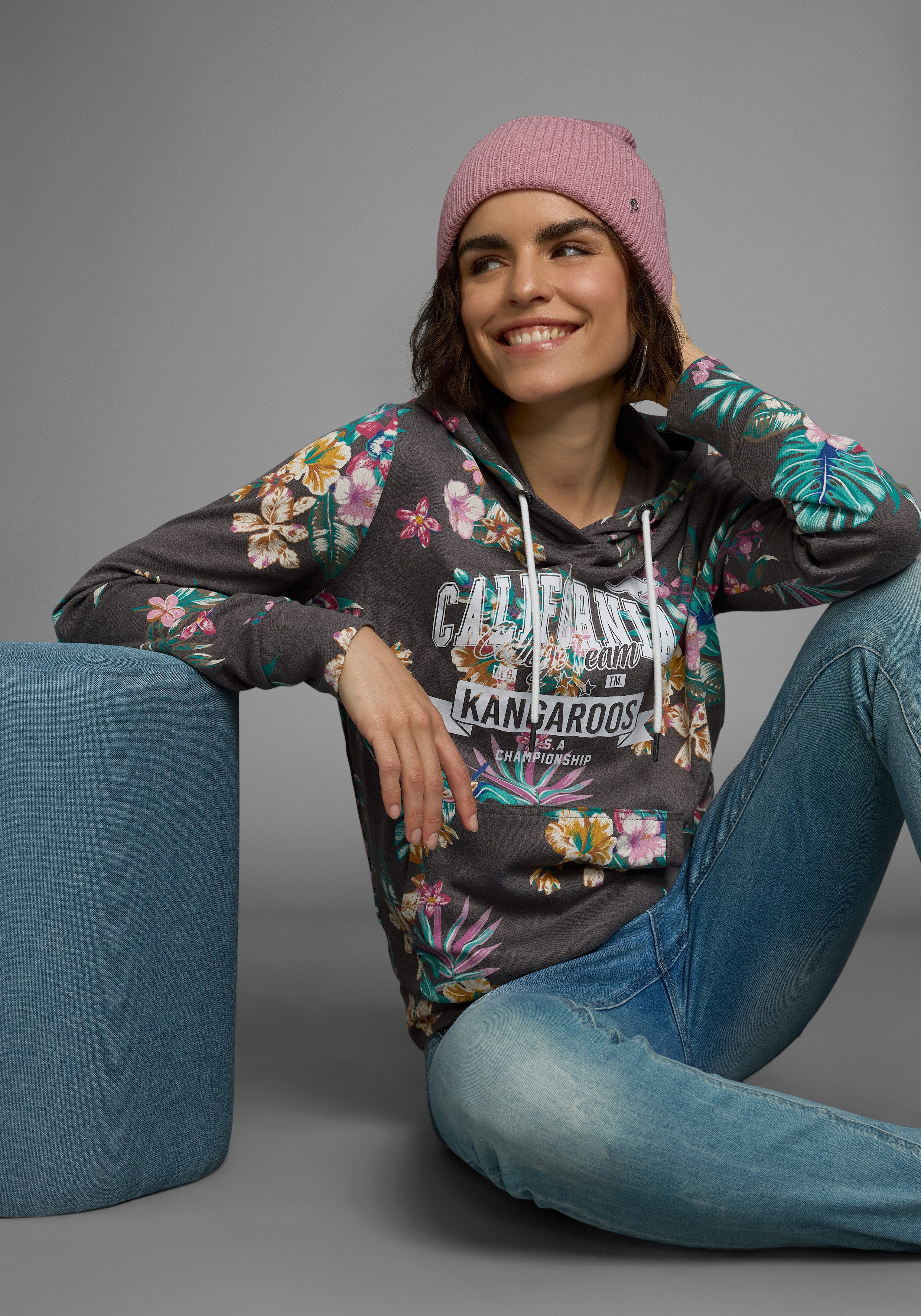 KangaROOS Hoodie Lange mouwen, figuurvolgende snit, van interlockmateriaal