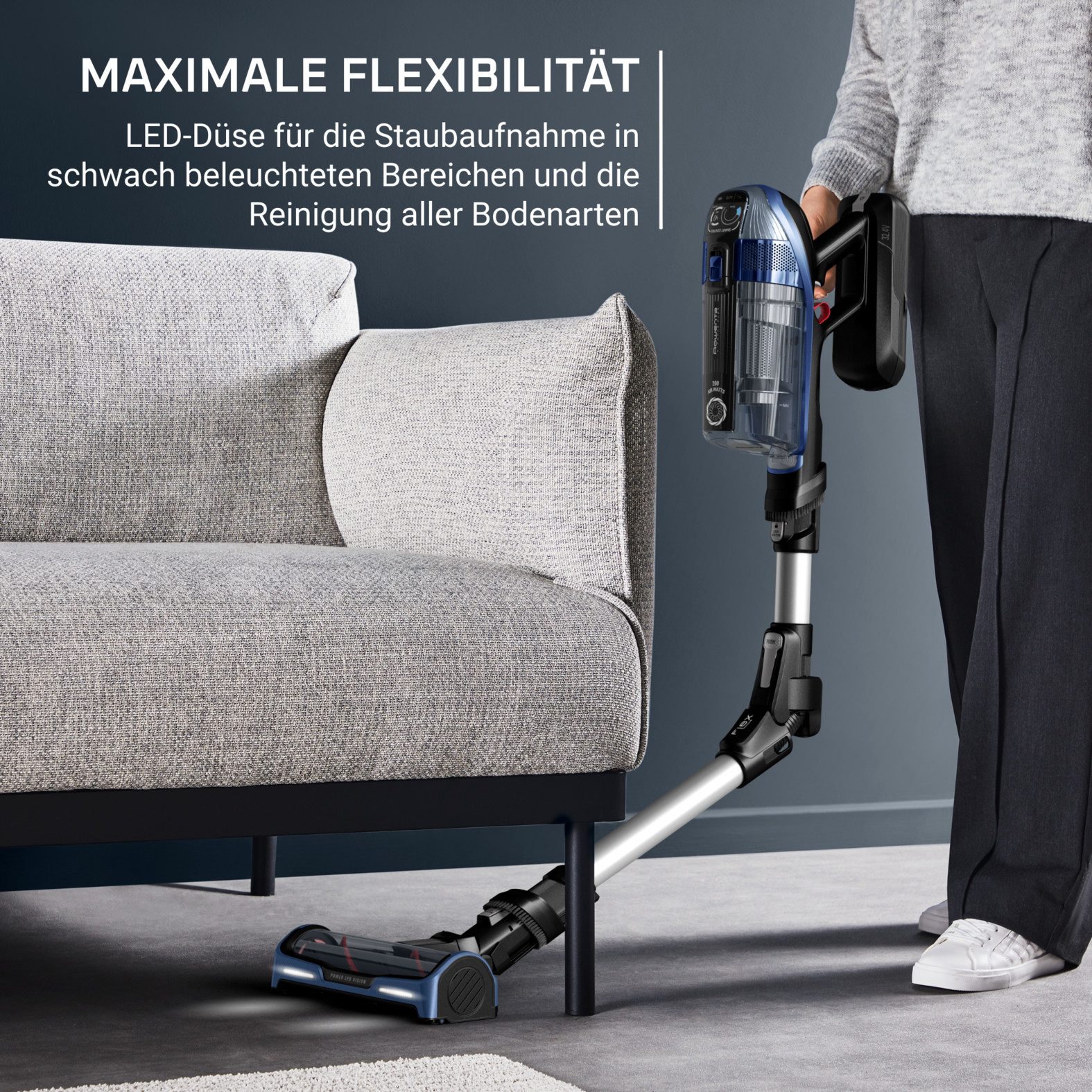 Rowenta Snoerloze hand- en steelstofzuiger X-Force Flex 14.60 Aqua, krachtig, duurzame accu, flexibele scharnier