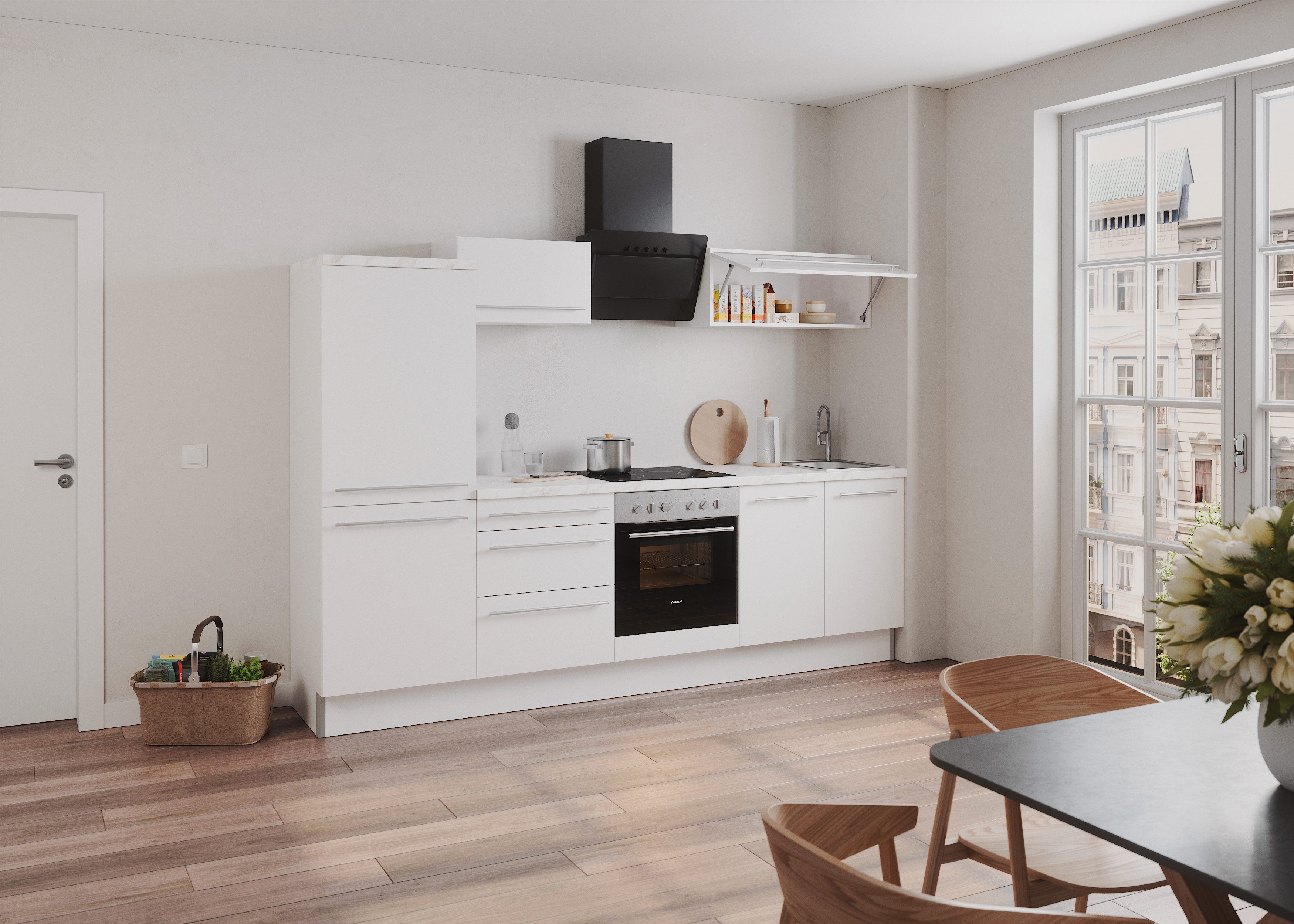 Kochstation Keuken KS-Bern2 Breedte 270 cm, optioneel met E-apparaten, aan de zijkant omkeerbaar