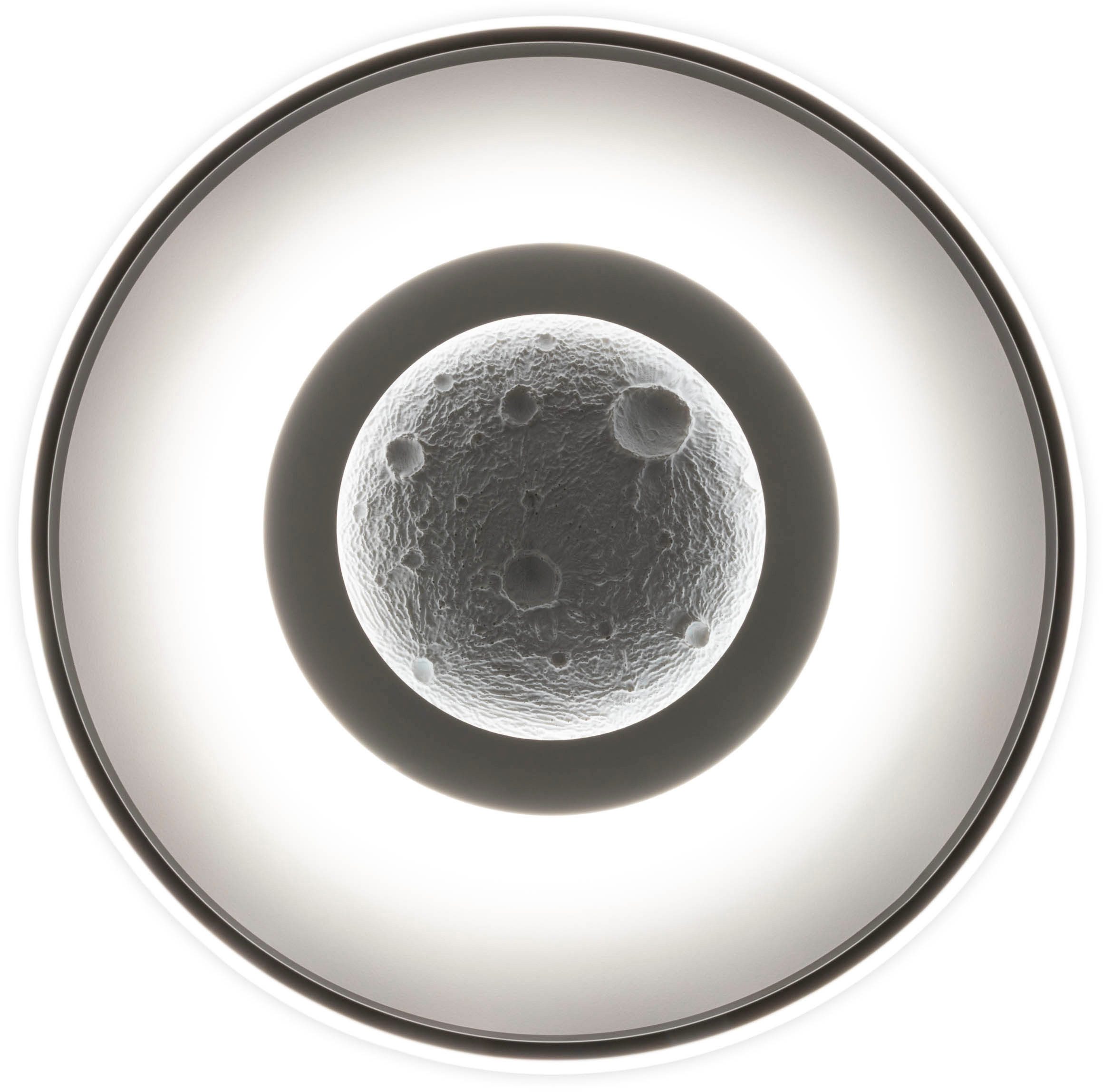 my home Led-plafondlamp Lyra Maan (maanstructuur), incl. CCT, RGB geheugen, nachtlamp, afstandsbediening (1 stuk)