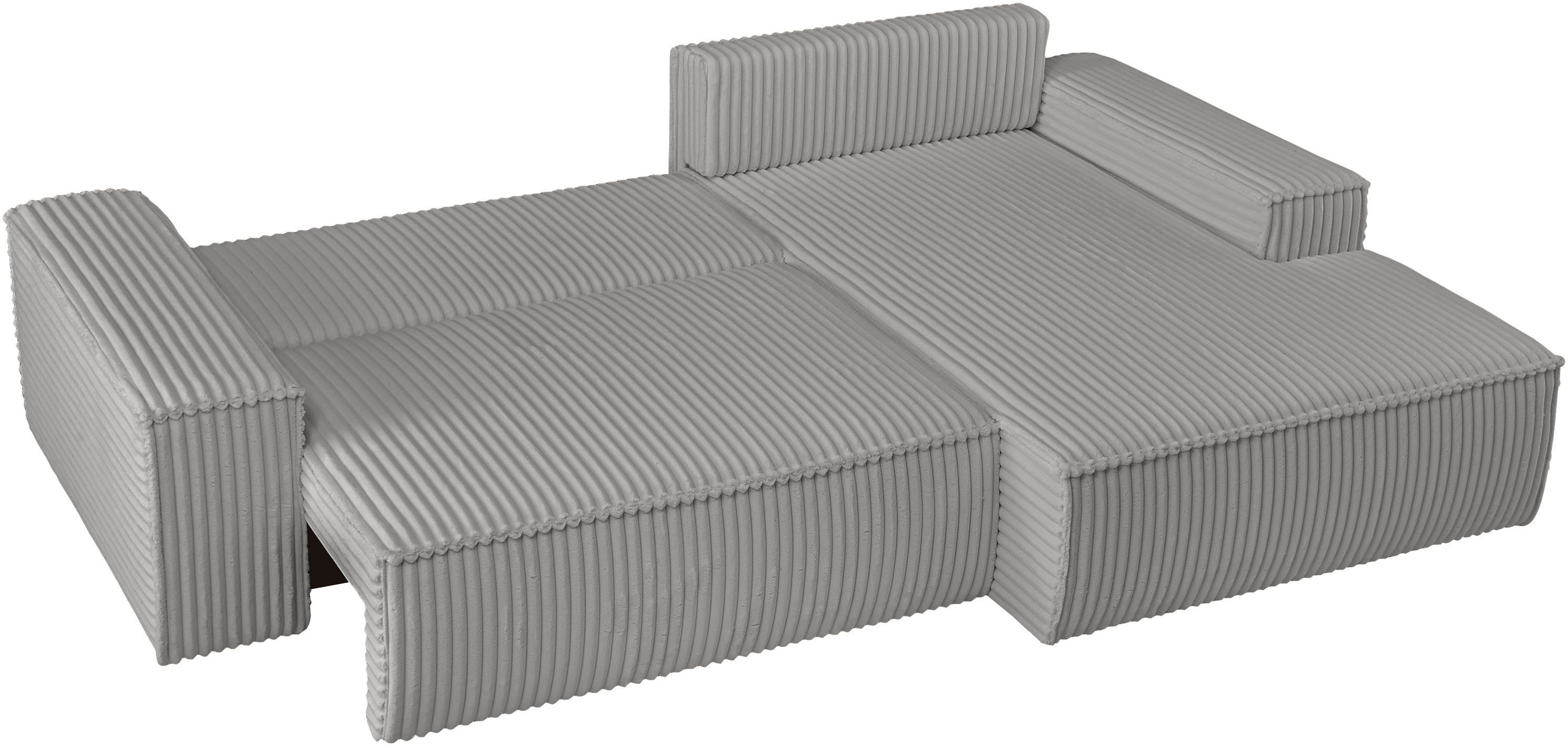 andas Hoekbank Finnley slaapbank 267 cm in Bouclé, fijne structuur en cord, L-vorm