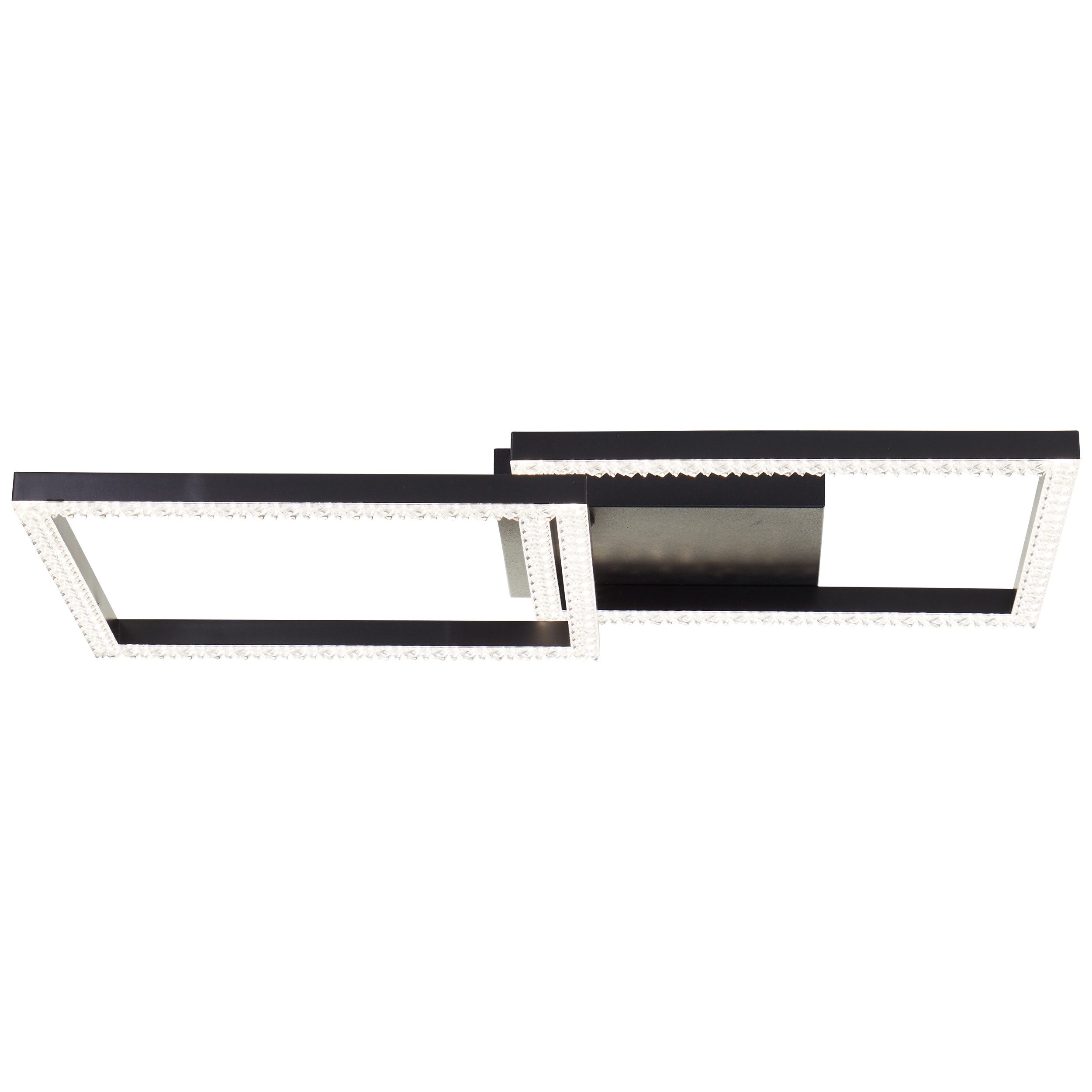 Brilliant Leuchten Led-plafondlamp Ranni 41 x 41, 2700 lm, 4000 k, kristaloptiek, draaibaar, zwart