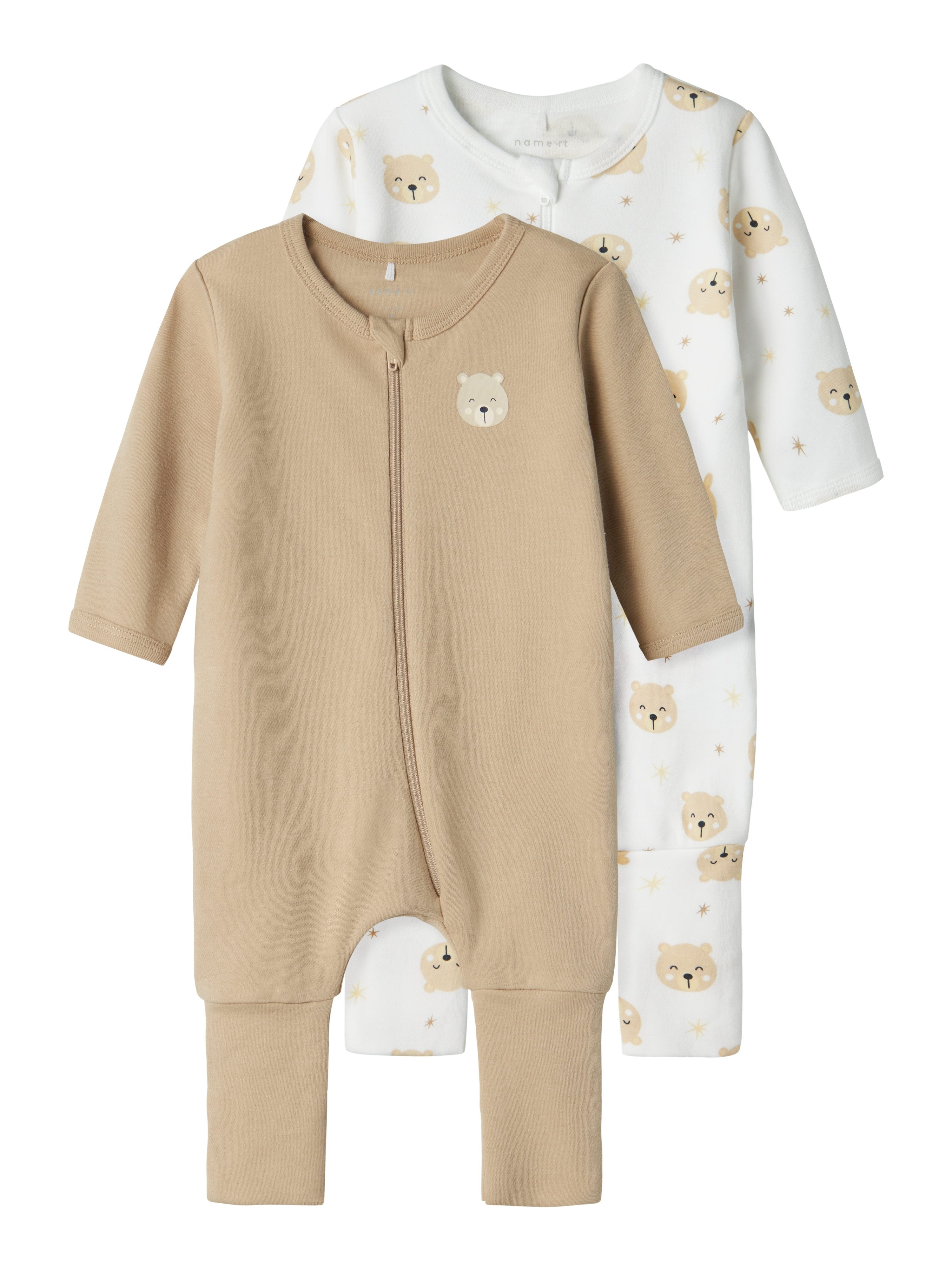 Name It Slaaponesie NBNNIGHTSUIT 2P ZIP FF OXFORD BEAR NOOS (set, 2-delig)